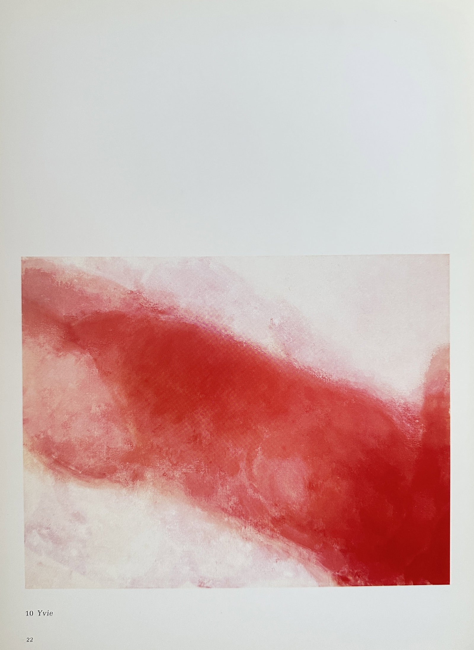 Claude Garache (1929–2023), after – Yvie – Offset print (20th Century): This offset print is a highly abstracted color study titled Yvie, featuring a sweeping diagonal band of intense red and pink tones across a white background. The use of vibrant, diffused color suggest