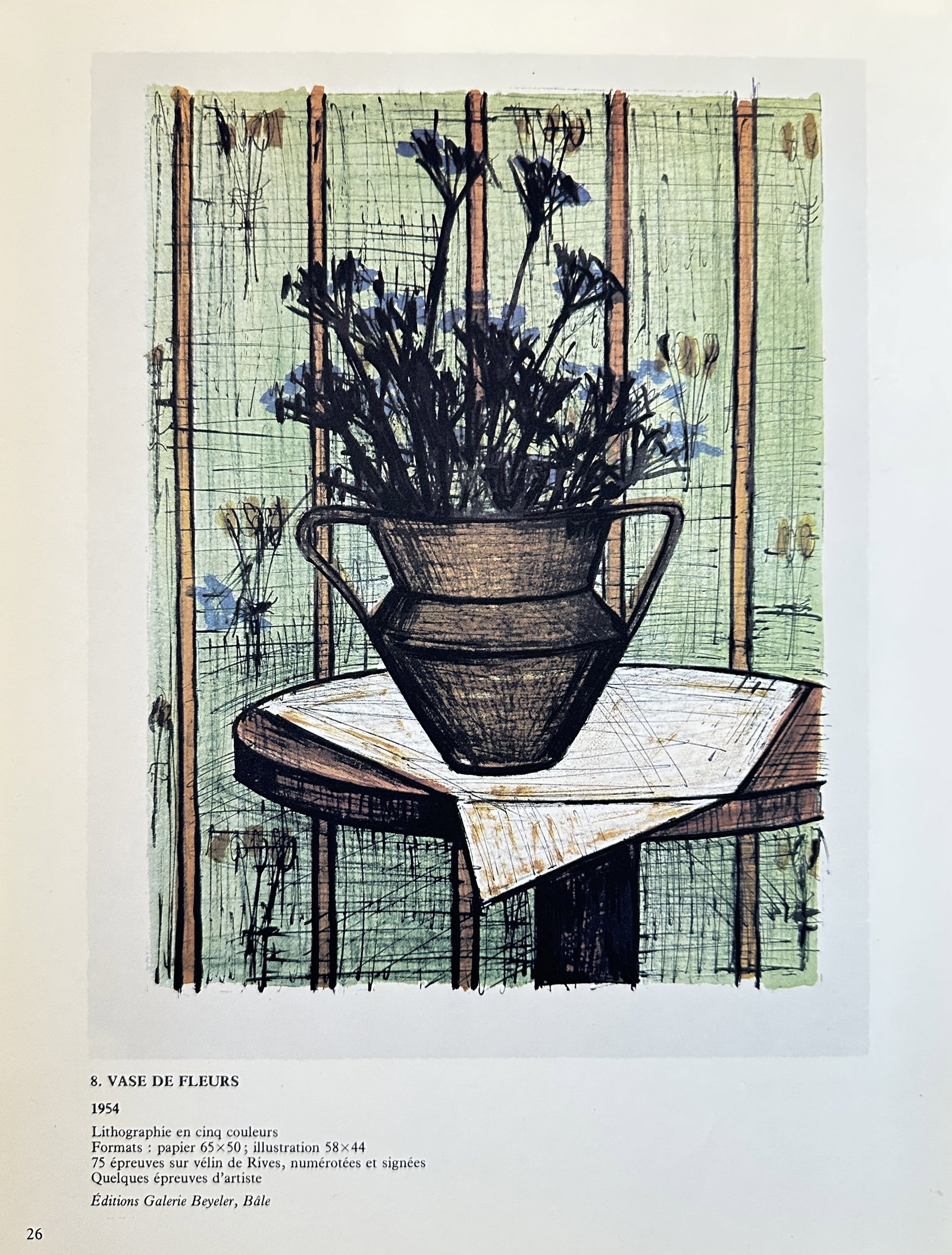 Bernard Buffet, after – Vase of Flowers – Offset print (20th Century) (1 of 2)