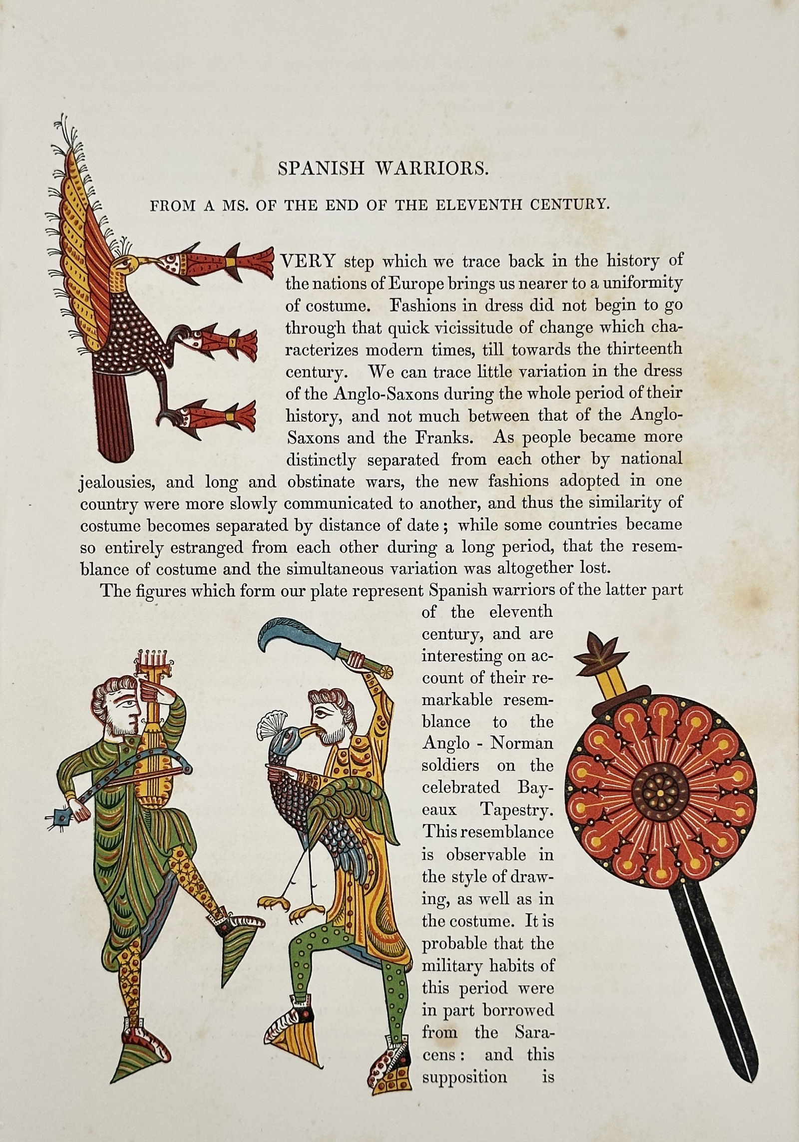 Henry Shaw – Spanish Warriors of the 11th Century – Hand-coloured Engraving (1843) (1 of 2)