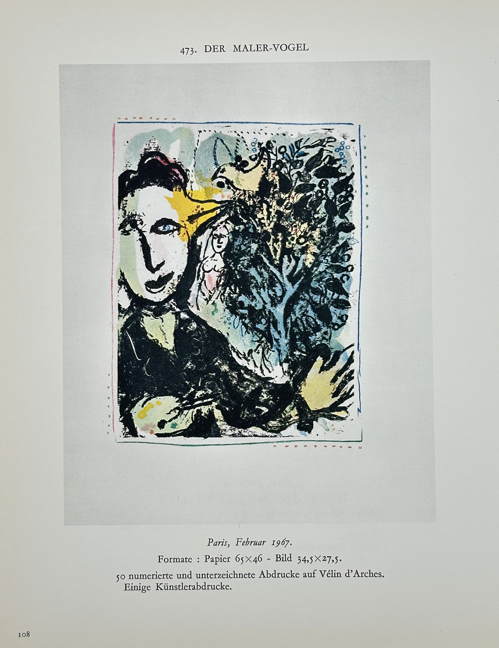 Marc Chagall, after – The Painter-Bird – Offset print (20th Century) (1 of 2)