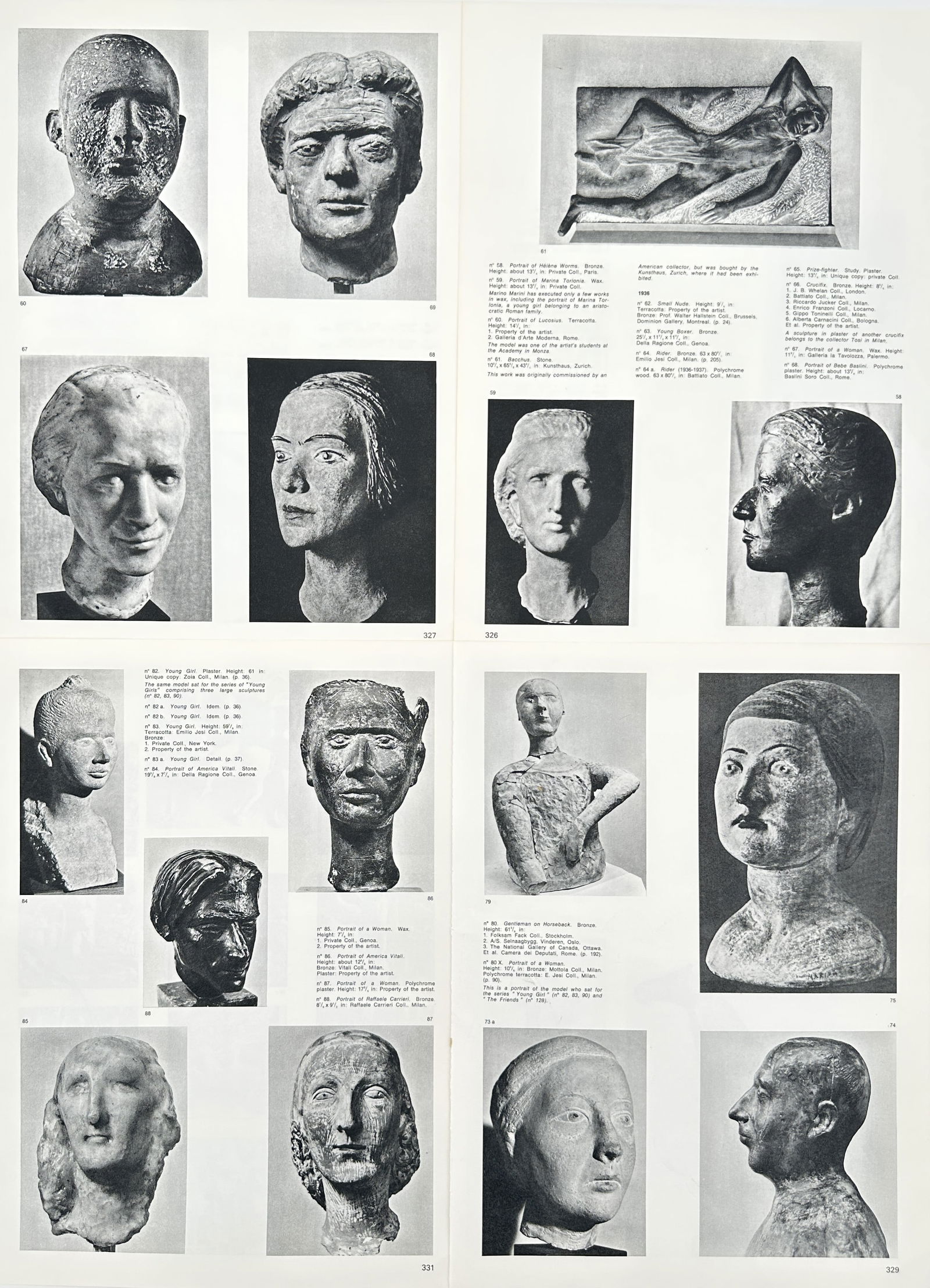 Marino Marini, after – Catalog Page: Studies of Heads and Figures in Sculpture – Offset print (1 of 3)