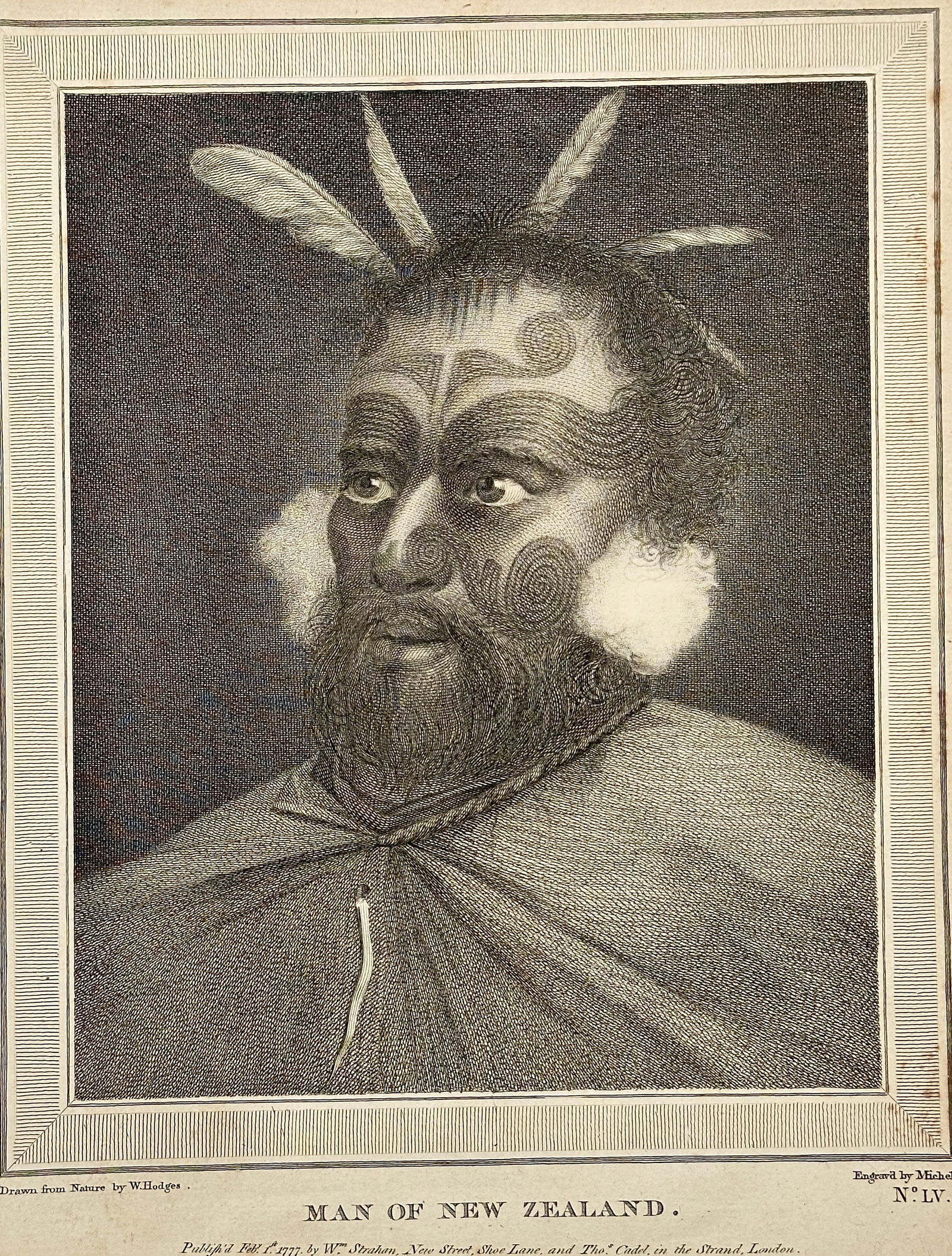 William Hodges (1744–1797) – Man of New Zealand – Engraving (1777) (1 of 2)