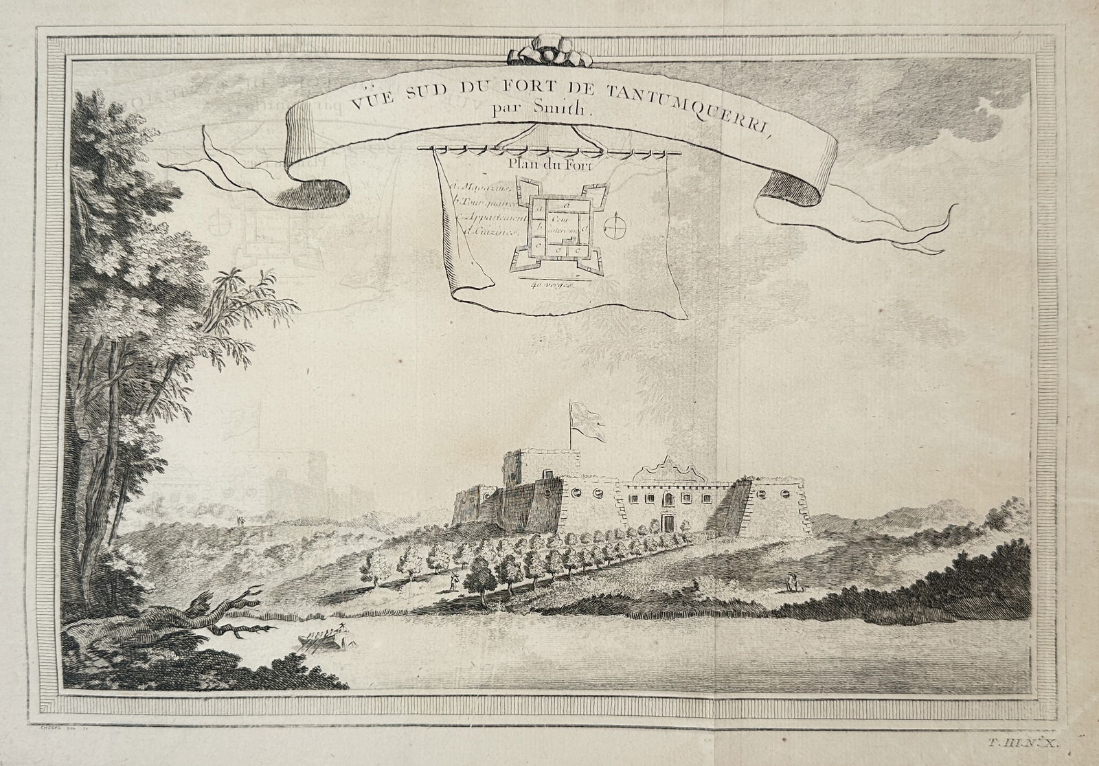 Jacques-Nicolas Bellin – South View of Fort Annamaboe – Engraving (Circa 1750–1770) (1 of 2)
