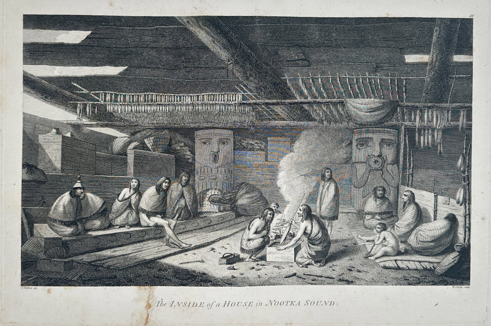 John Webber – The Inside of a House in Nootka Sound – Large folio (1784) (1 of 2)