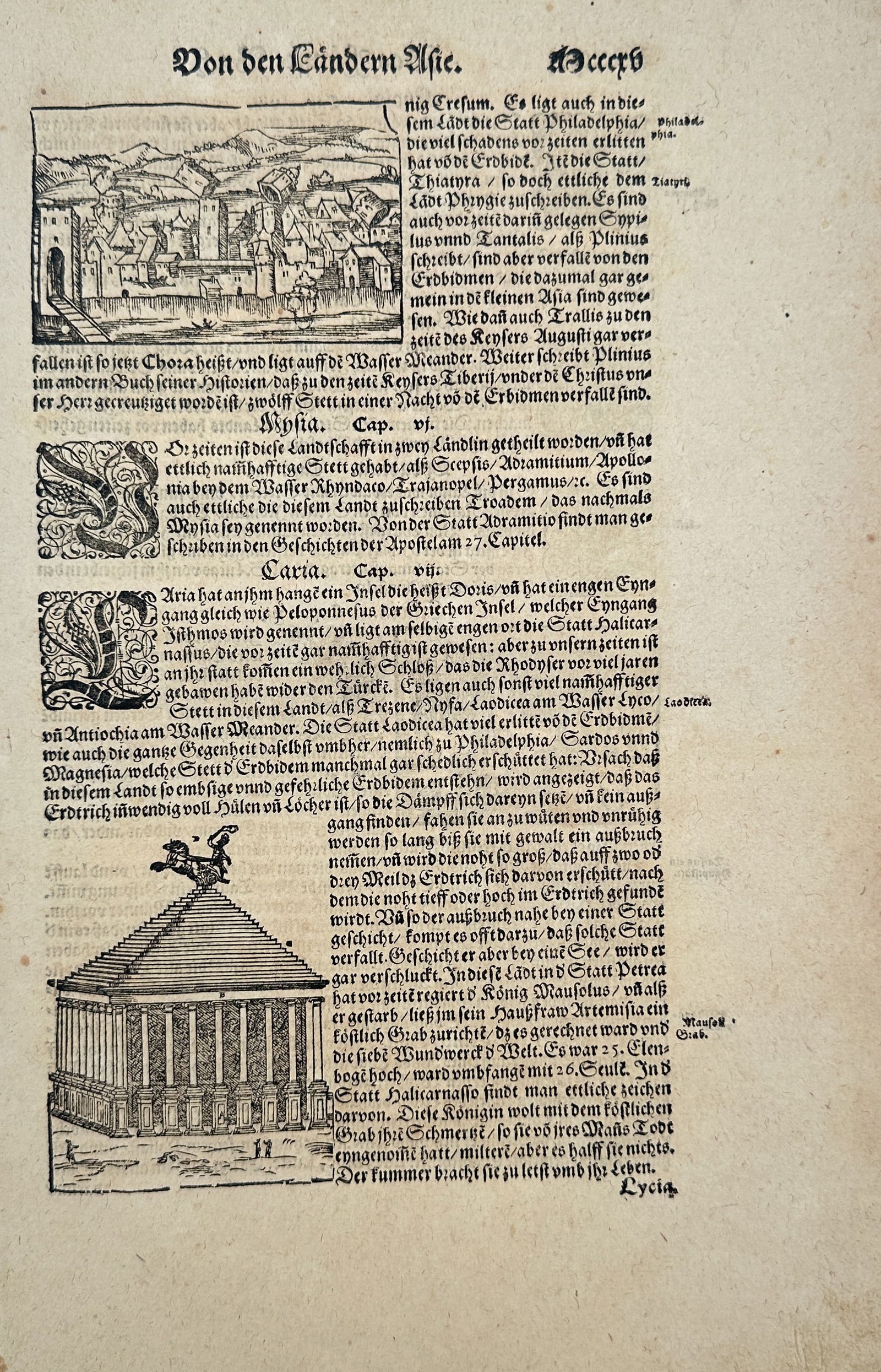 Sebastian Münster – City View and Temple of Jerusalem – Woodcut and Letterpress (1 of 2)