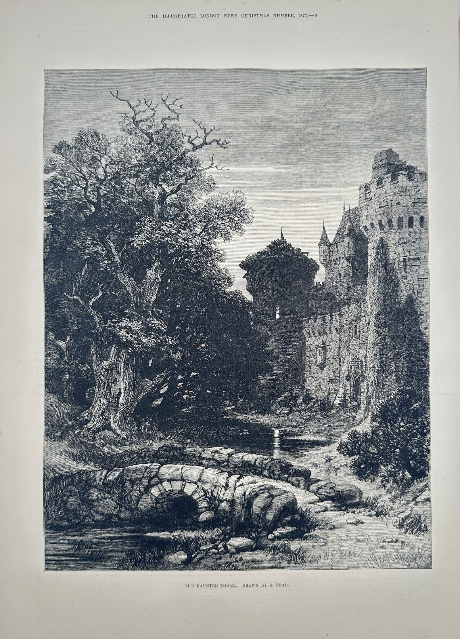 The Illustrated London News – The Haunted Tower – Wood Engraving (1877) (1 of 2)