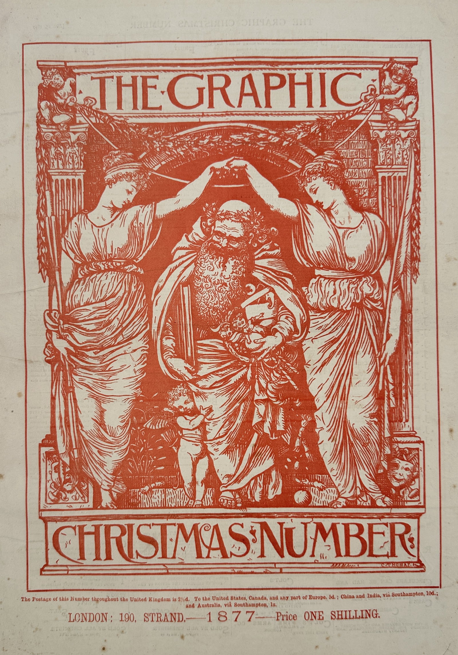 The Graphic – Allegory of Father Christmas and the Muses – Wood Engraving (1877) (1 of 2)