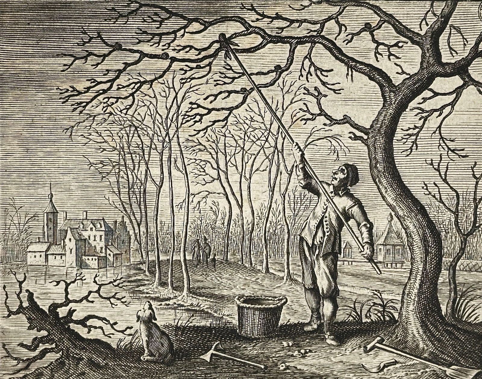 Adriaen van de Venne – Winter Scene of Gathering Wood or Fruit – Engraving (Circa 1610–1640) (1 of 2)
