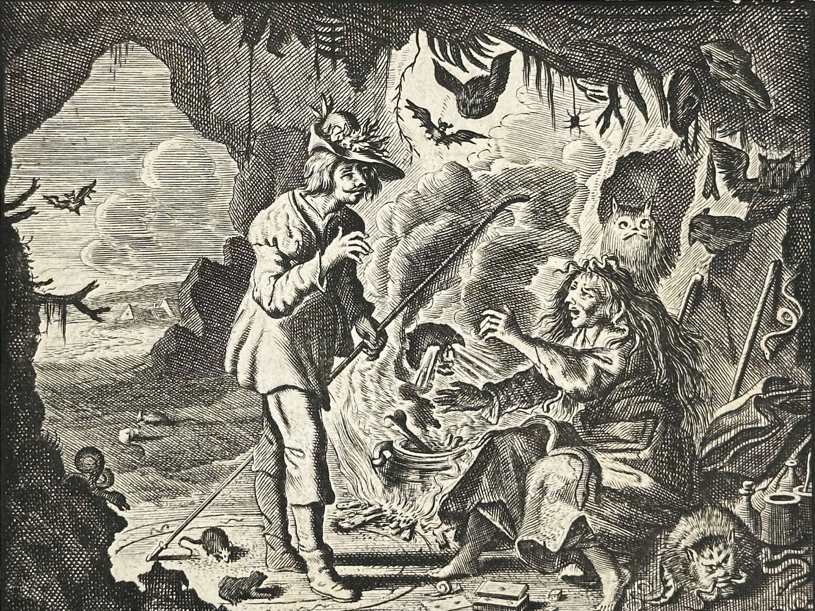 Adriaen van de Venne, after – The Sorcerer and the Traveler – Engraving (Circa 1620–1660) (1 of 2)