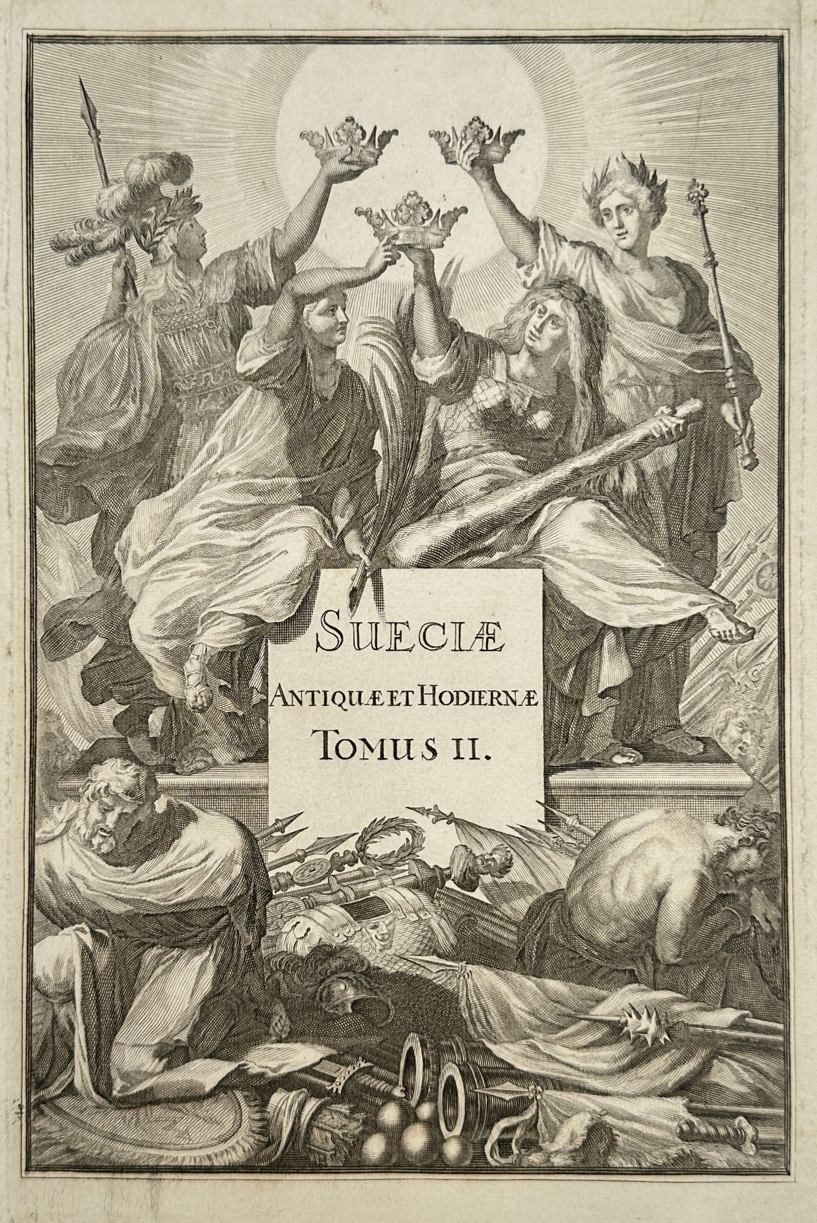 Erik Dahlbergh – Allegorical Frontispiece for Suecia Antiqua et Hodierna, Volume II – Engraving (1 of 2)