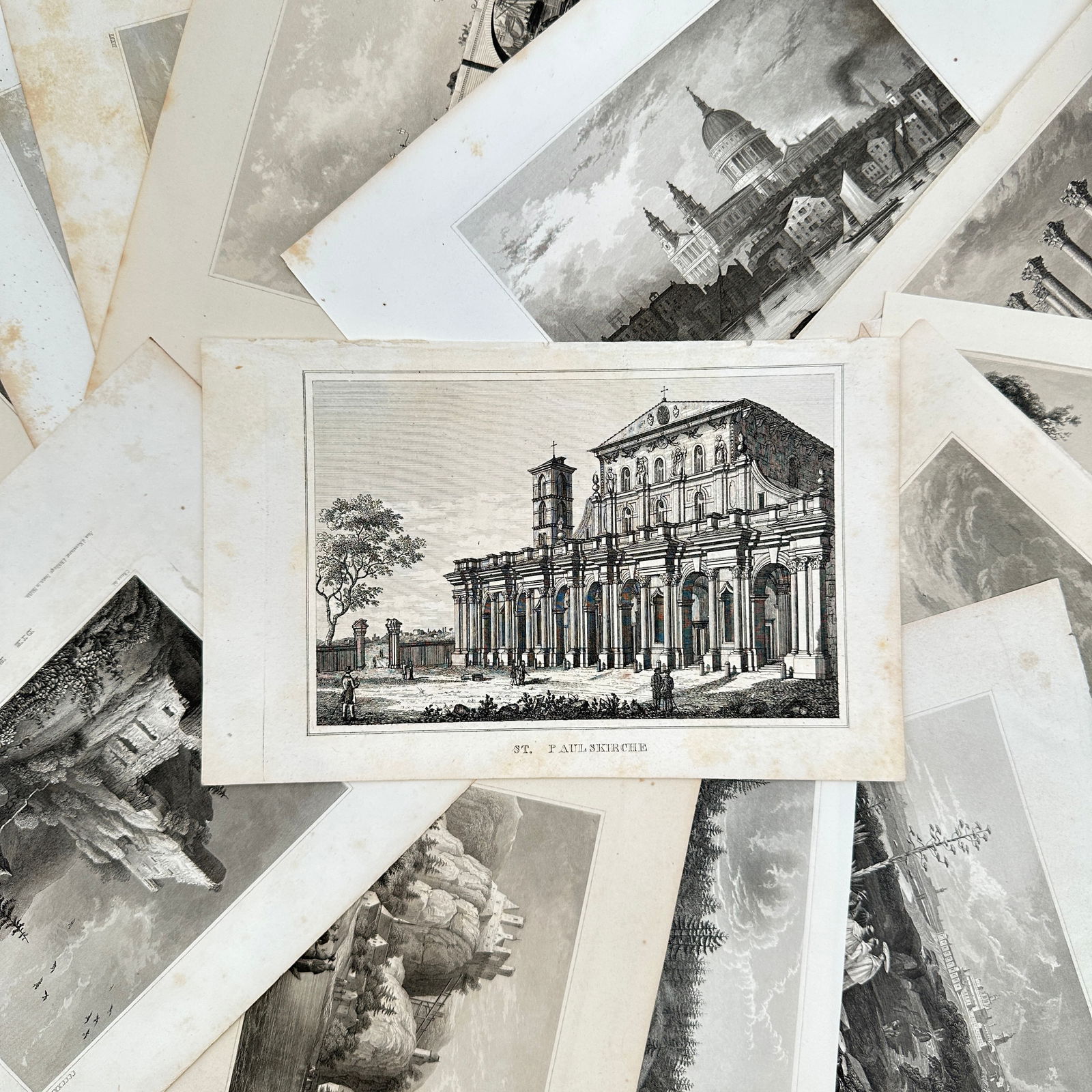 Various Artists – Approx. Set of 25: Architectural Engravings featuring St. Paul's Church and (1 of 1)