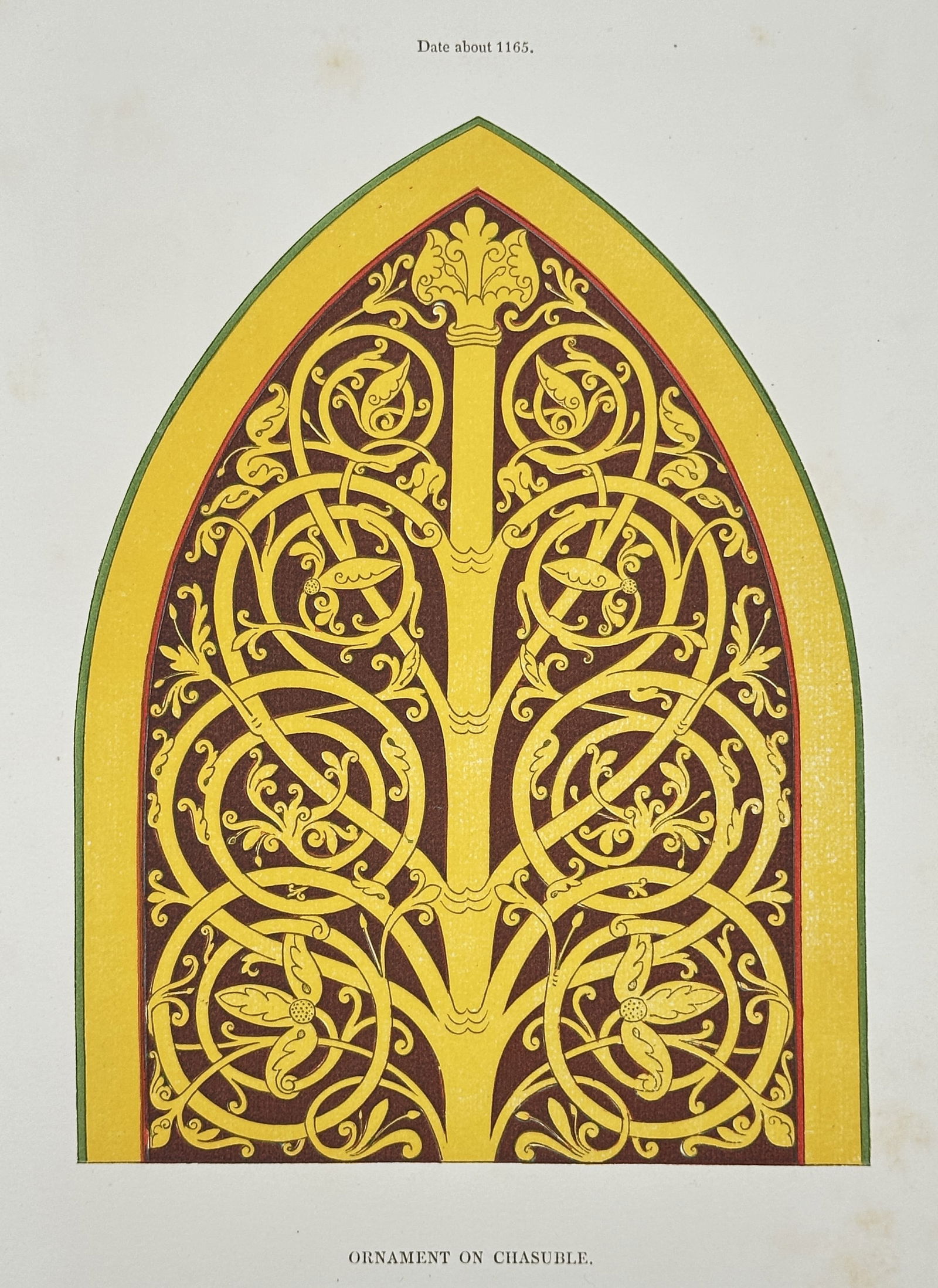 Henry Shaw – Ornament on Chasuble – Hand-coloured Engraving (1843) (1 of 2)