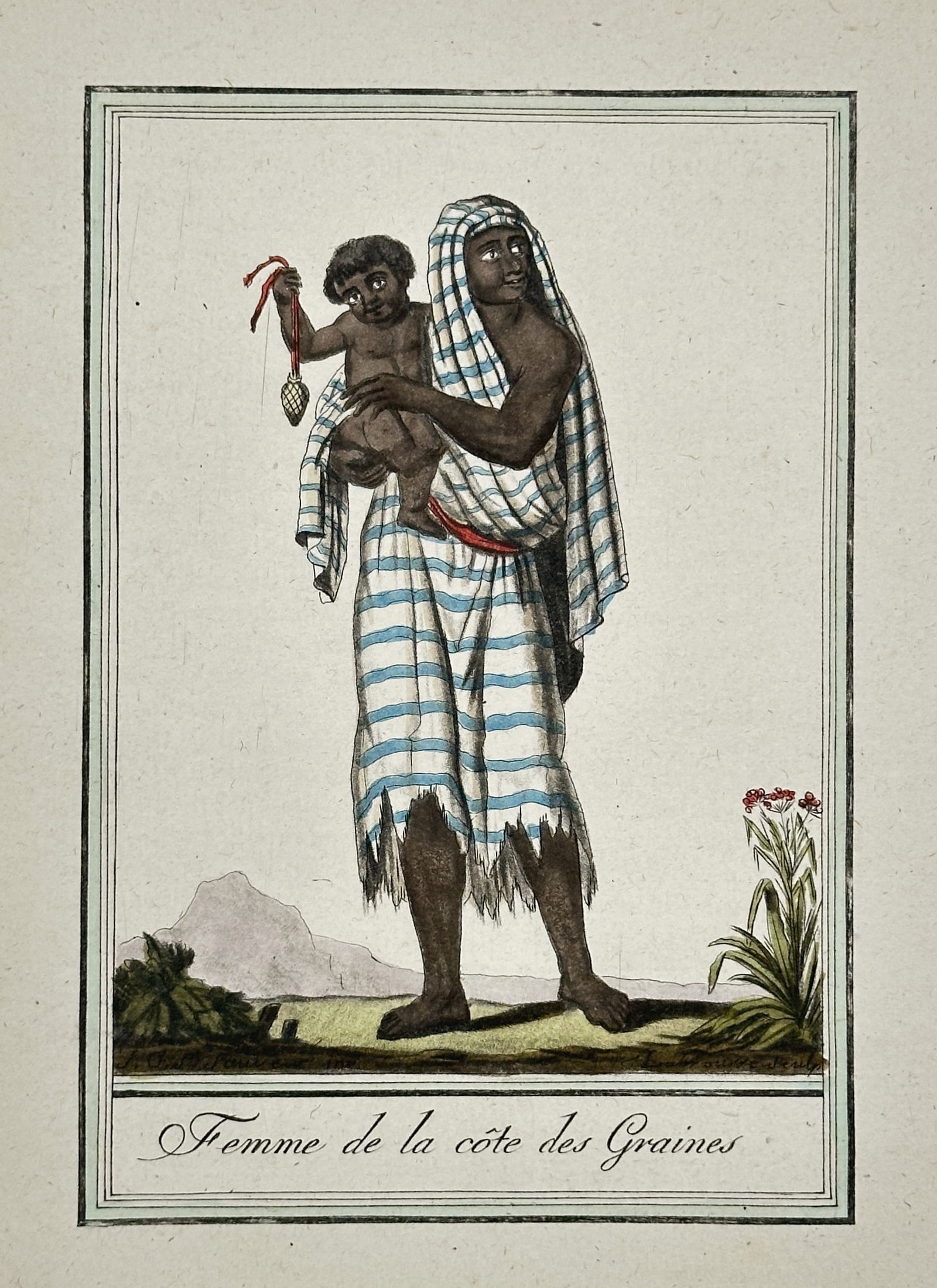 Jacques Grasset de Saint-Sauveur – Woman of the Grain Coast – Hand-coloured Engraving (Circa (1 of 2)