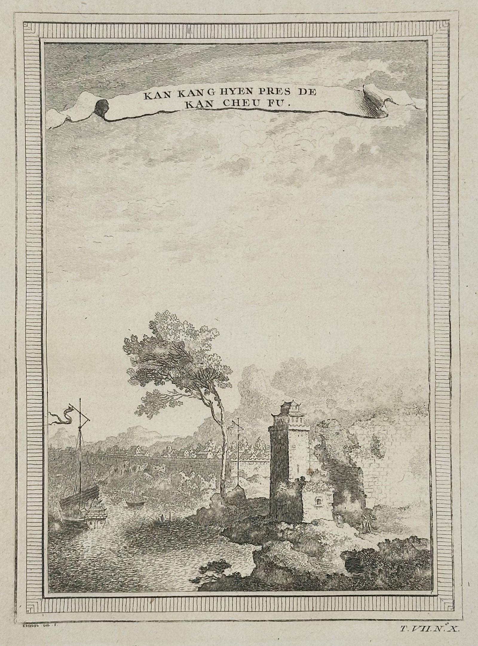 Jacob van der Schley – (Kan Cheu Fu) in China – Engraving (Circa 1750) (1 of 2)