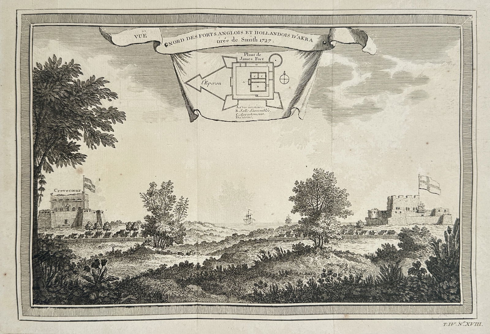 Jacques-Nicolas Bellin – View of the English and Dutch Forts of Accra – Engraving (1 of 3)