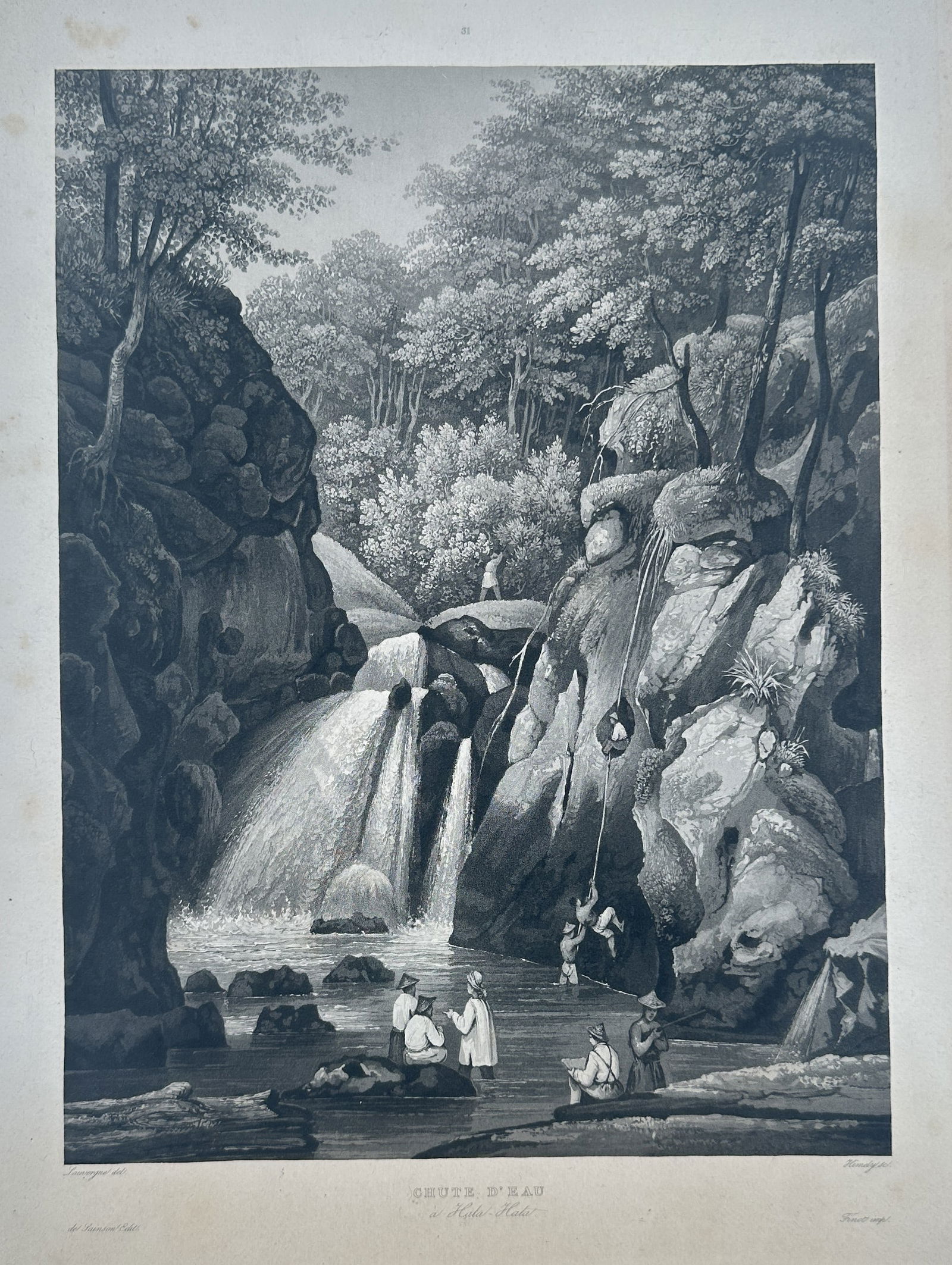 Louis Auguste de Sainson – Chûte d'Eau (Waterfall) – Engraving (Circa 1830s) (1 of 2)