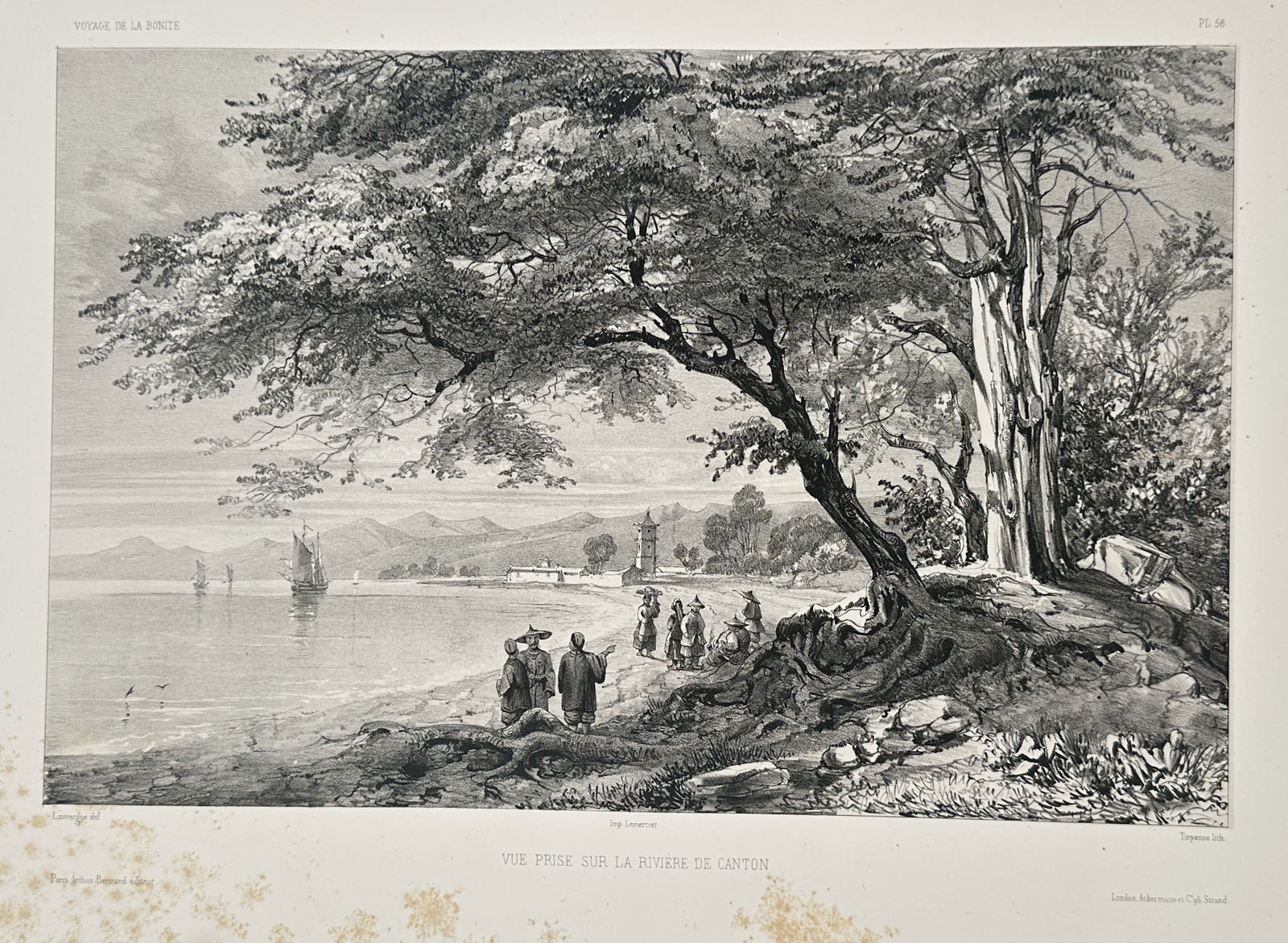 Théodore-Napoléon Jung – View Taken on the Canton River – Engraving (Circa 1850) (1 of 2)