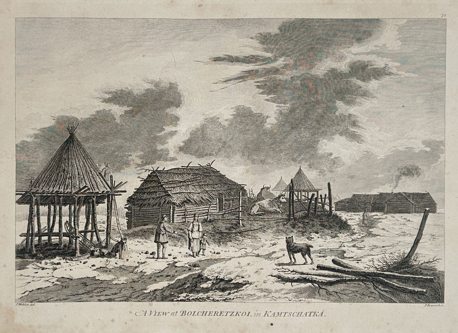 John Webber – A View of Bolcheretzkoi in Kamtschatka – Large Folio (1784) (1 of 2)