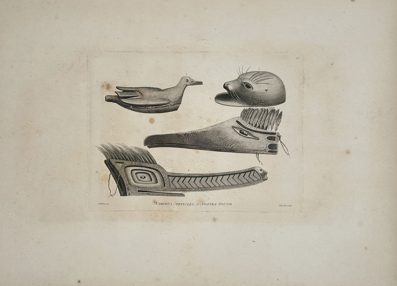 John Webber – Carved Artifacts of Nootka Sound – Engraving (1784) (1 of 2)