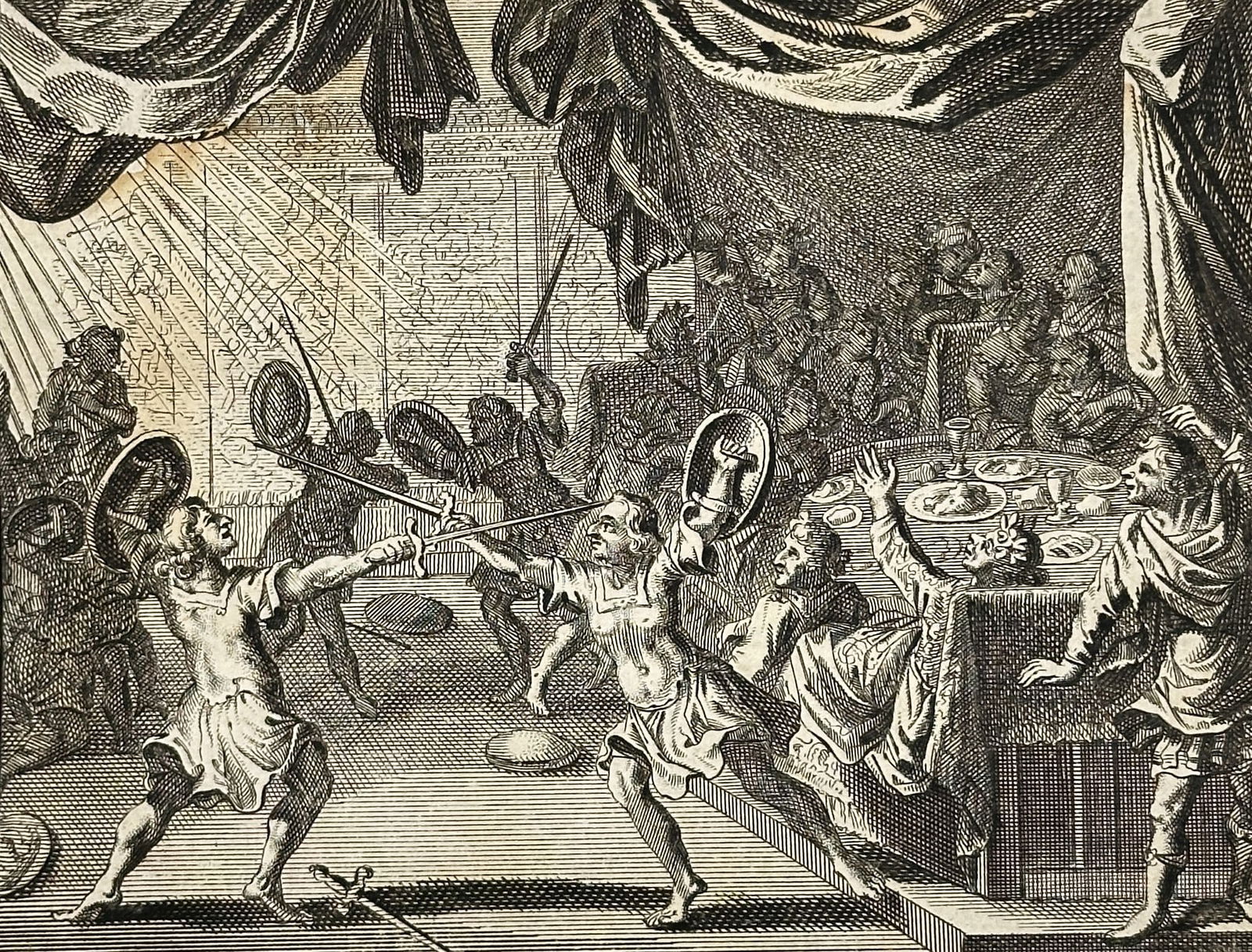 Unknown Artist – Fencing Match at a Celebration – Engraving (Circa 1650) (1 of 2)