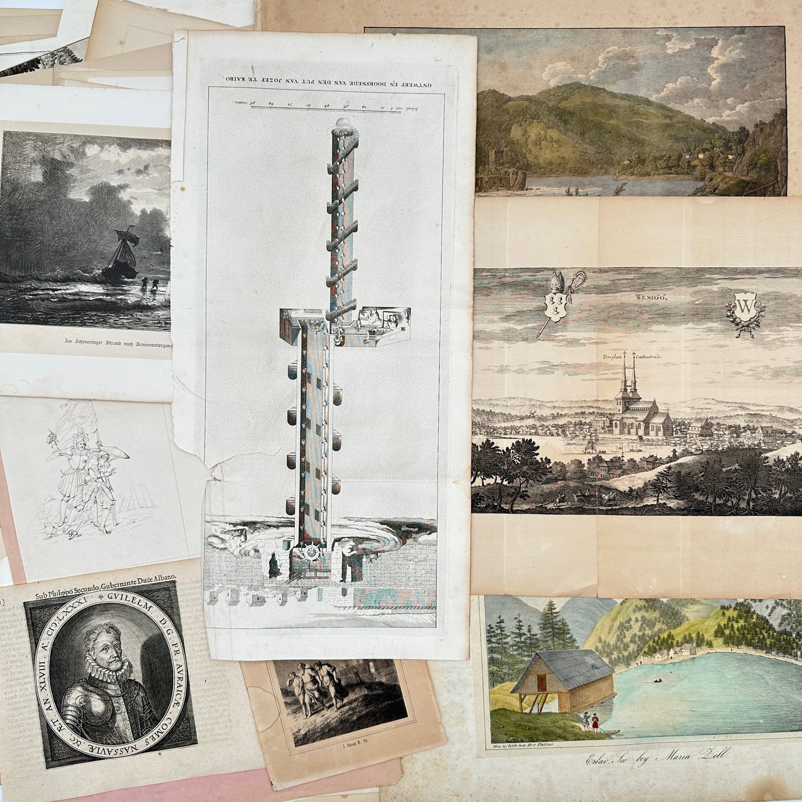 Various Artists – Lot of 80: Assorted European Prints featuring an Internal Machine Diagram and (1 of 4)