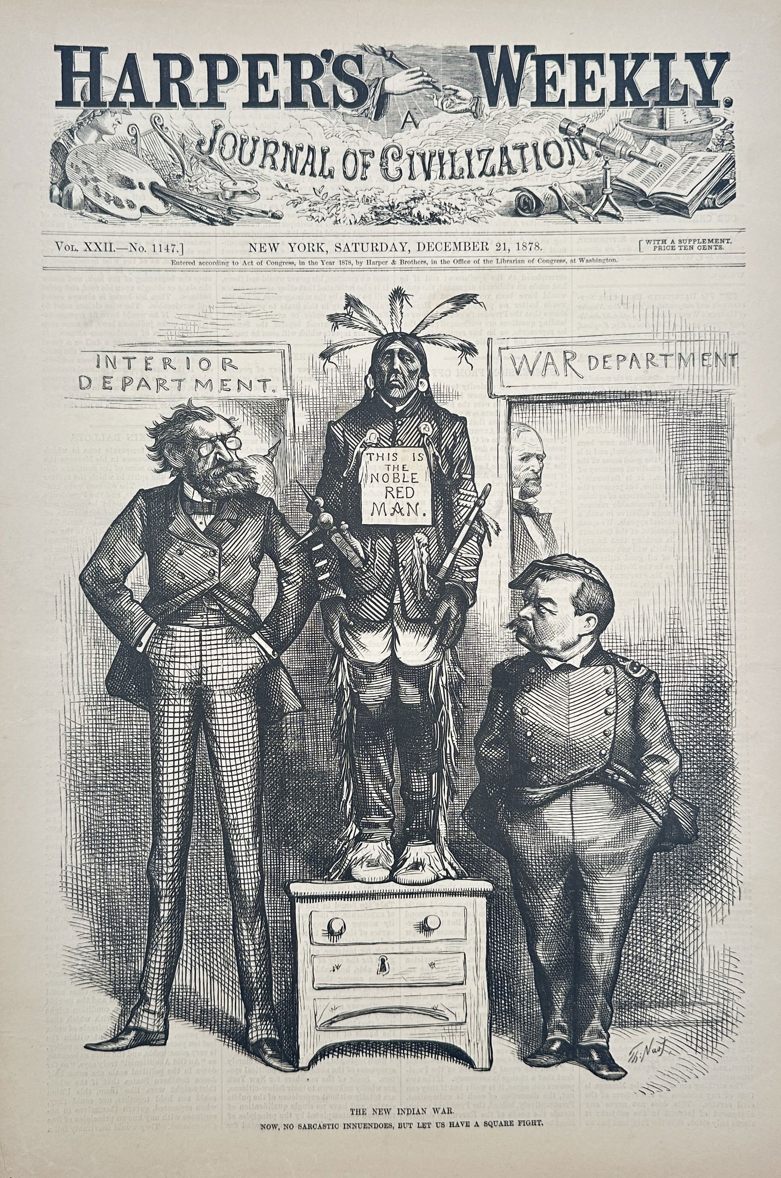 Thomas Nast – The New Indian War – Wood engraving (1878) (1 of 2)