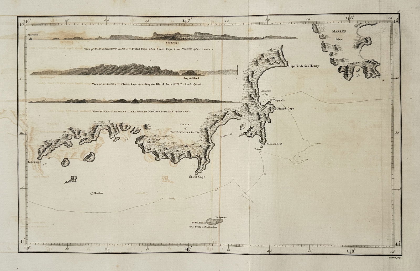 James Cook – Chart of the Coast of New Zealand (Great Bay and Maries Bay) – Engraving (Circa (1 of 2)