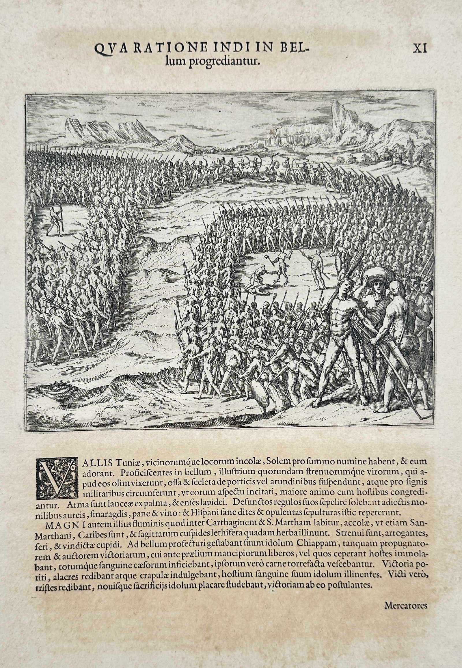 Theodor de Bry – How the Indians Advance in Battle – Engraving (Circa 1590–1633) (1 of 2)