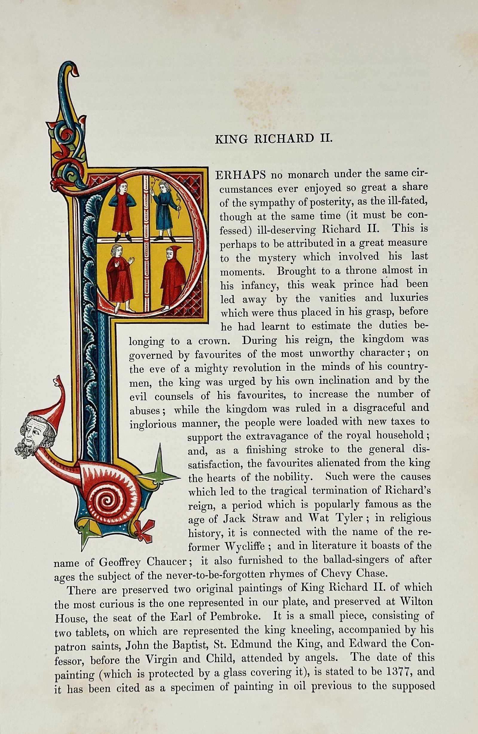 Henry Shaw – King Richard II – Wood-engraving and Chromoxylograph (Circa 1843) (1 of 2)