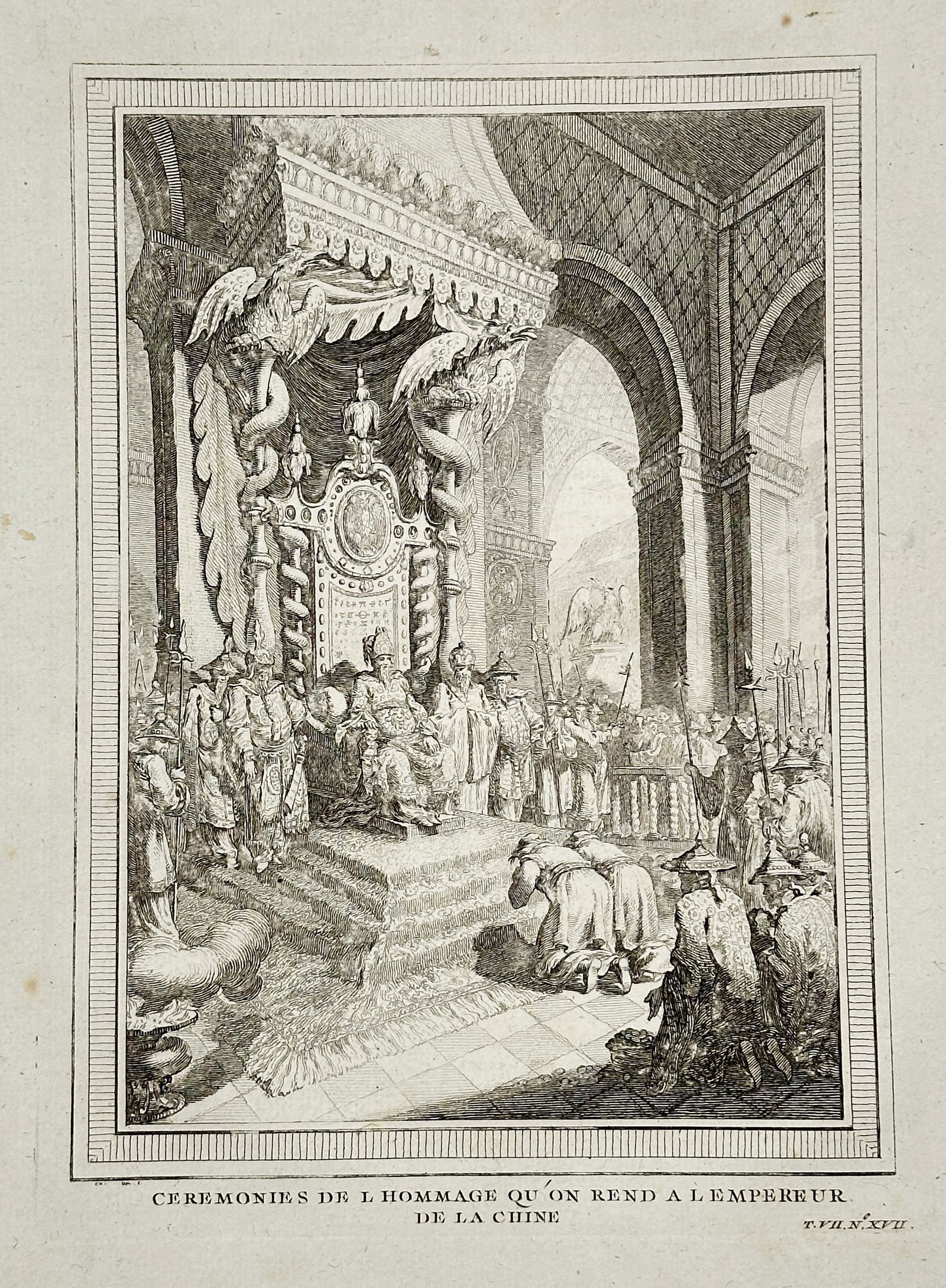 Antoine François Prévost – Ceremonies of Homage to the Emperor of China – Engraving (Circa (1 of 2)