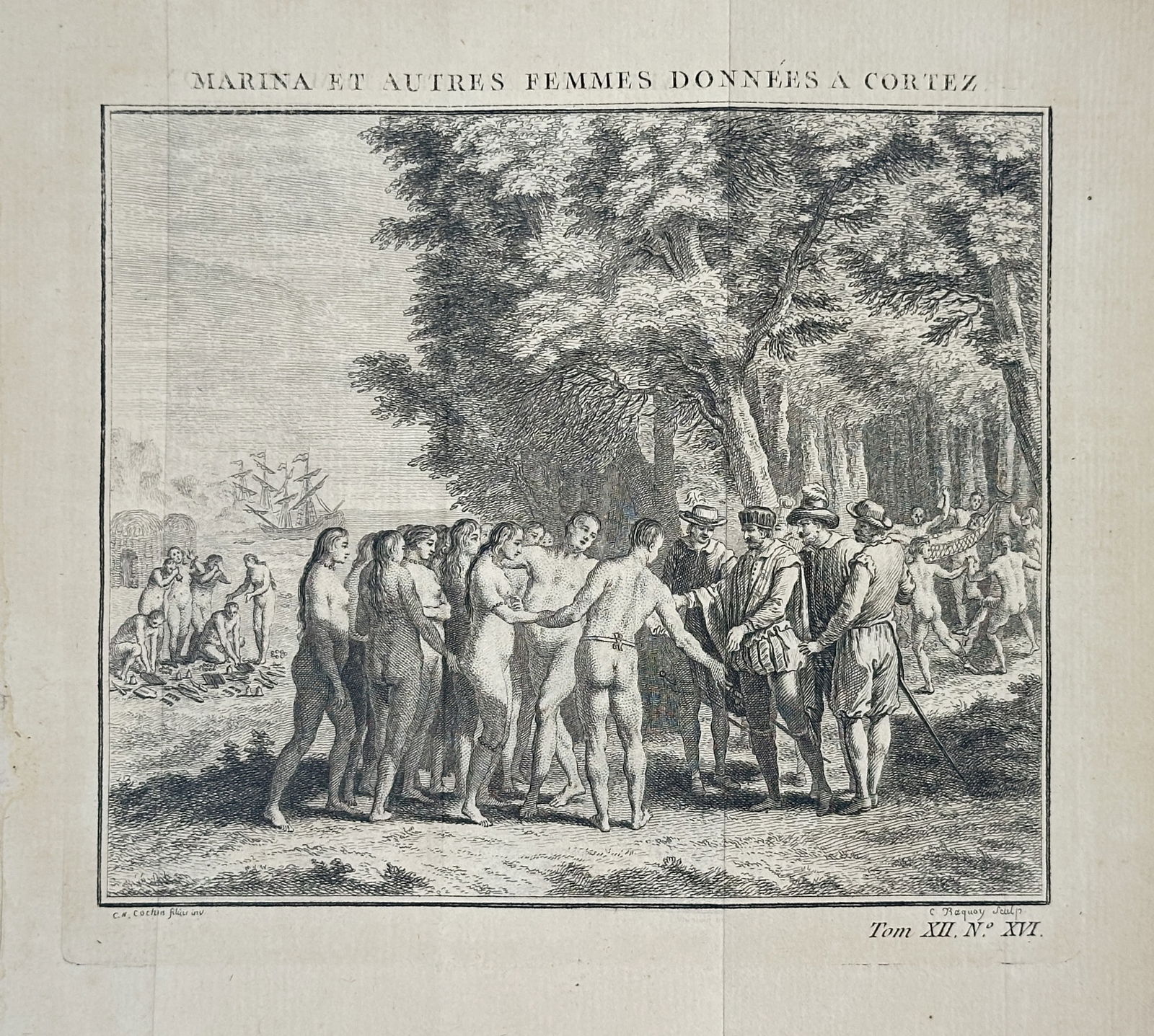 Antoine-François Prévost – Marina and Other Women Given to Cortez – Copper engraving (Circa (1 of 2)