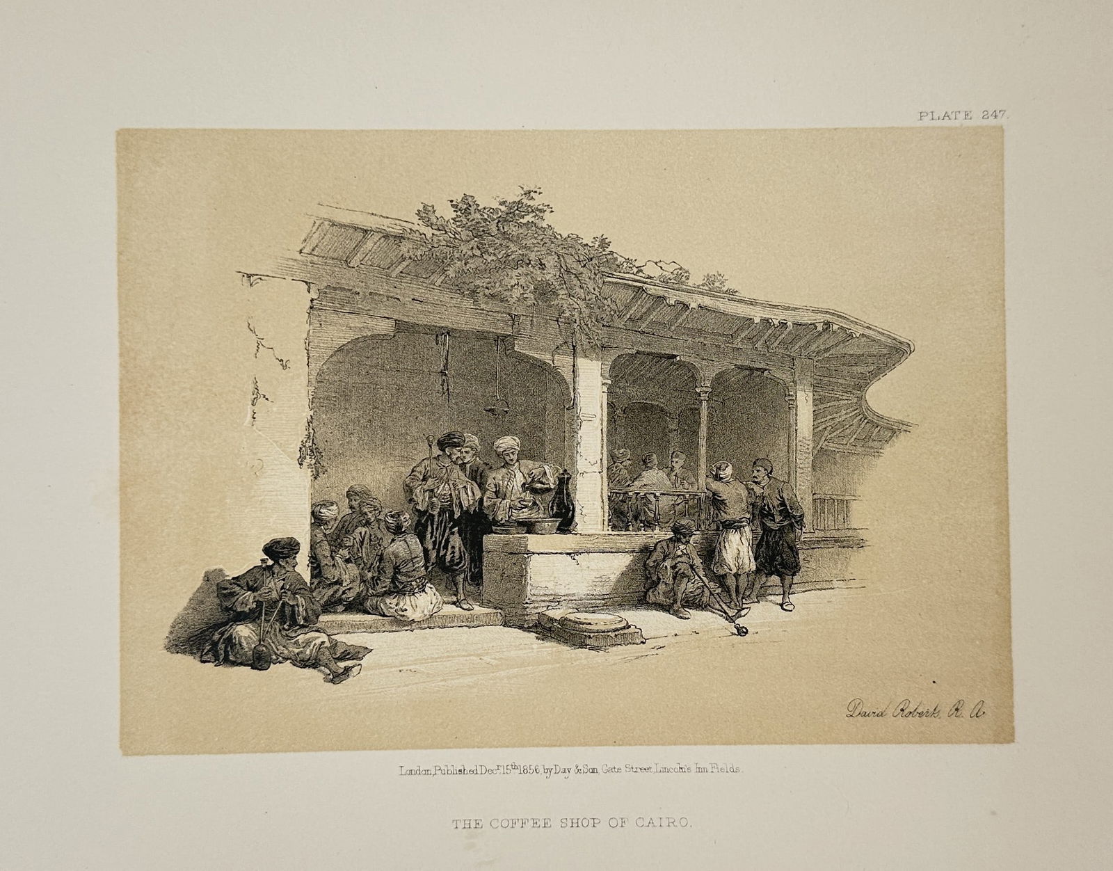 David Roberts (1796–1864) – The Coffee Shop of Cairo – Lithograph (Circa 1849) (1 of 2)