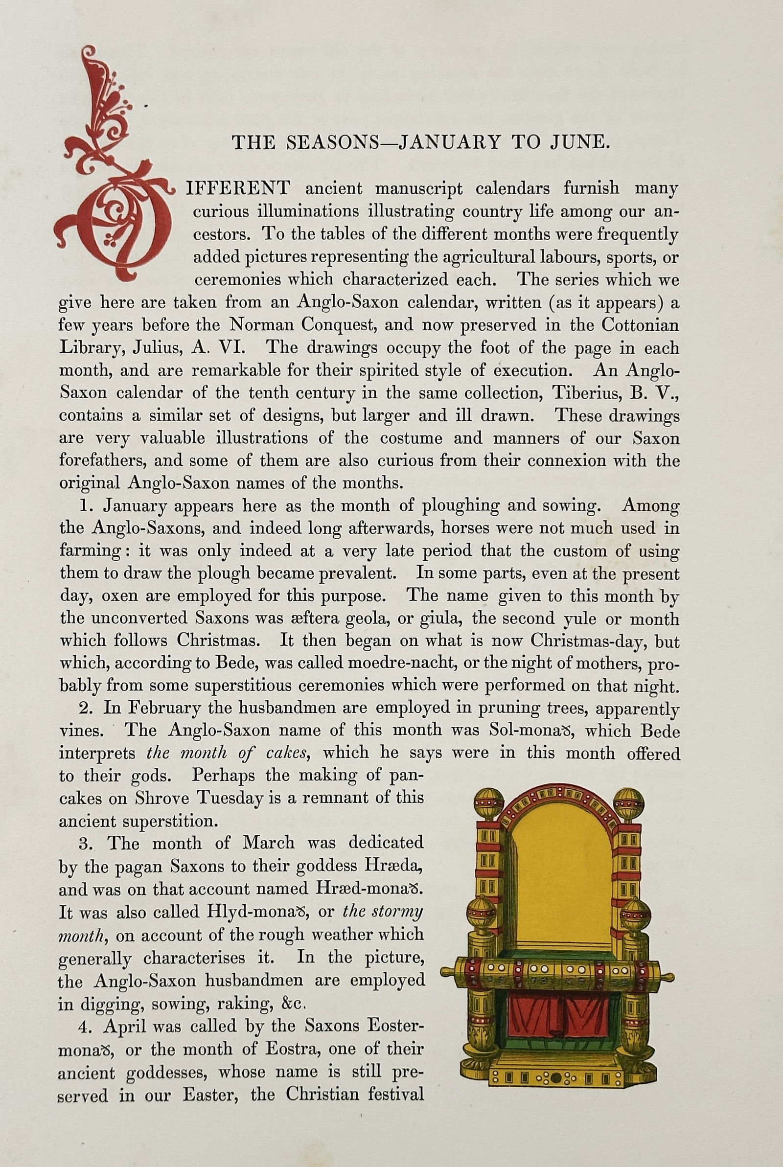 Henry Shaw – The Seasons—January to June – Wood-engraving and Chromoxylograph (Circa 1843) (1 of 2)