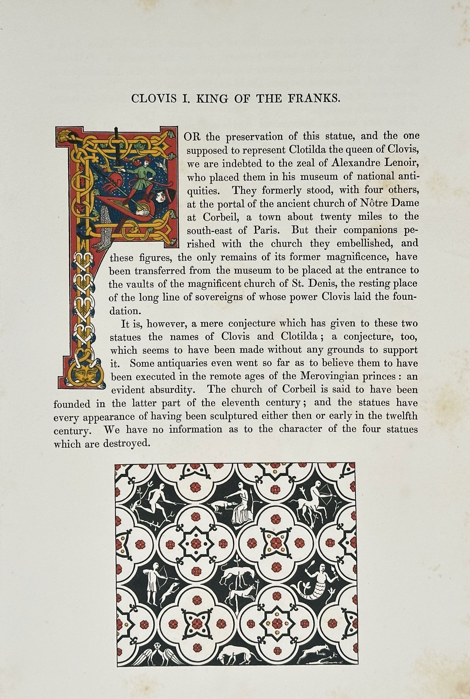 Henry Shaw – Clovis I, King of the Franks – Wood-engraving and Chromoxylograph (Circa 1843) (1 of 2)