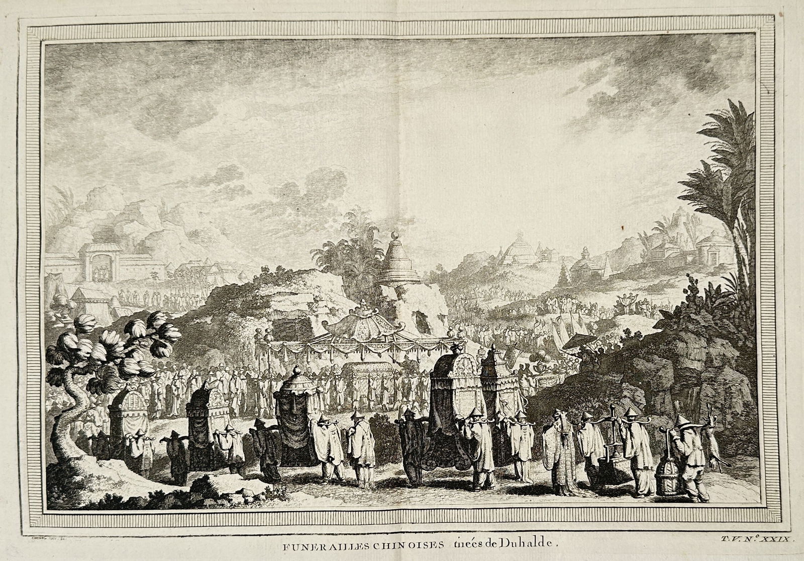 Antoine-François Prévost – Chinese Funeral Procession, Drawn from Du Halde – Copper engraving (1 of 2)