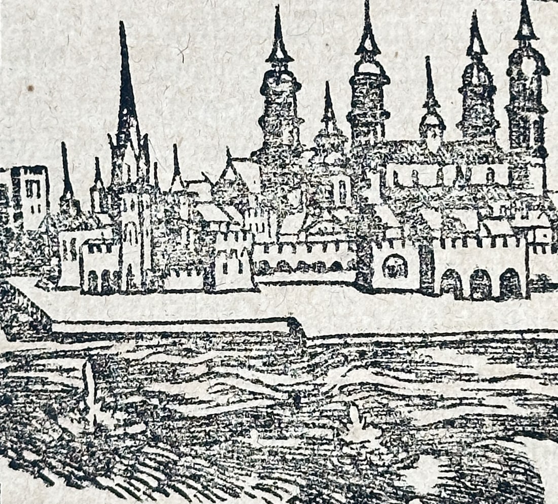 Sebastian Münster – Panoramic City View from Cosmographia – Woodcut (Circa 1544) (1 of 3)