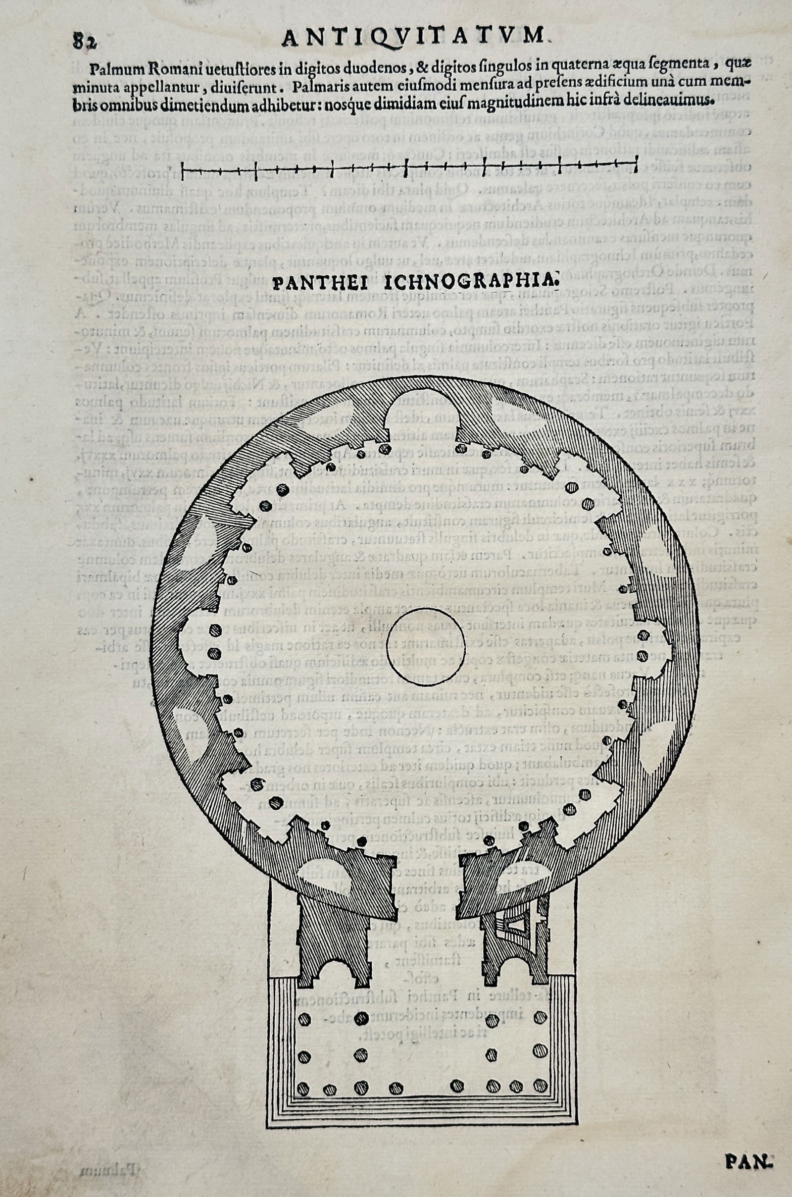 Andrea Palladio – Plan of the Pantheon (Rome) – Woodcut (1570) (1 of 2)