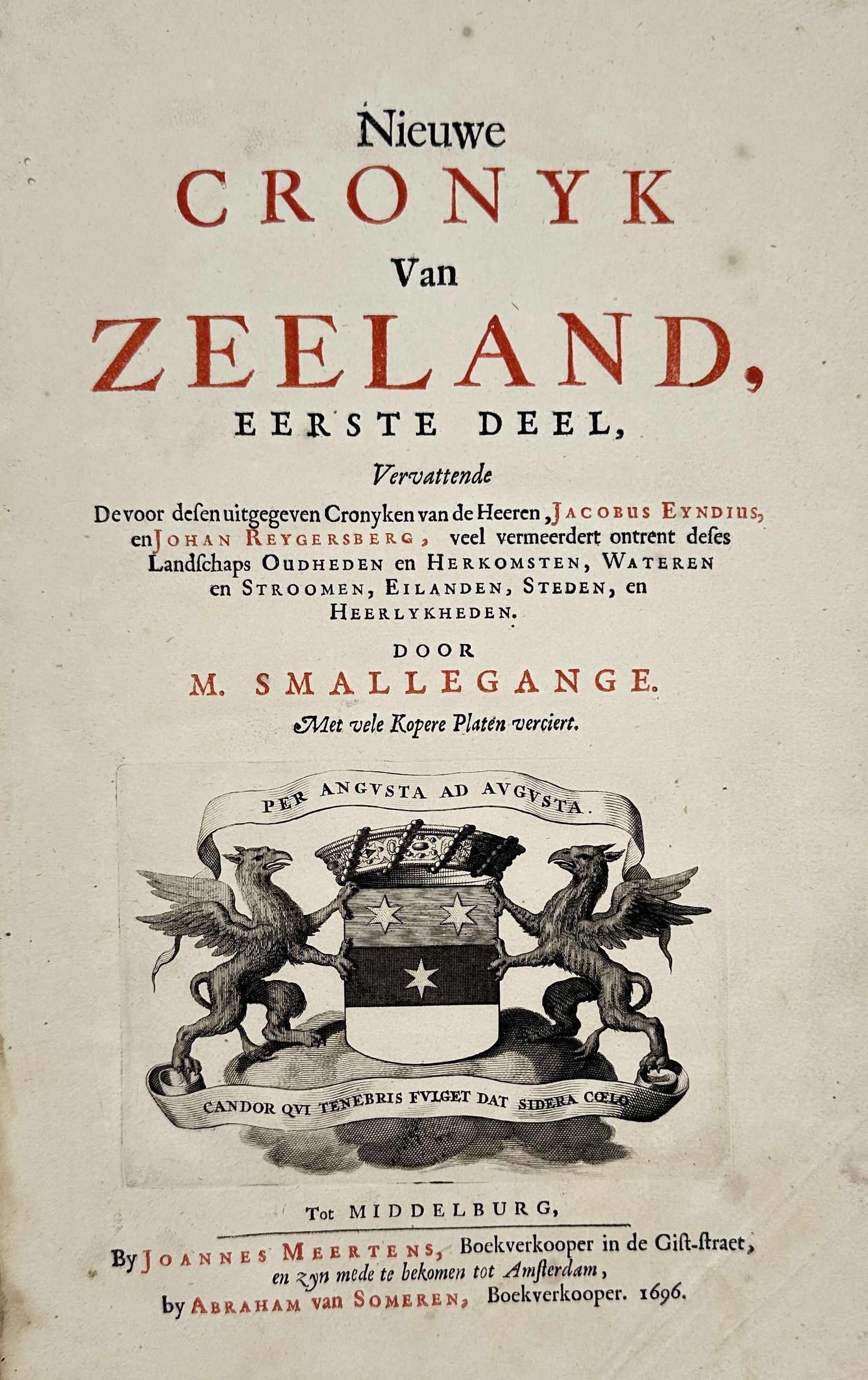Jan van Vianen – Title Page for Nieuwe Cronyk van Zeeland (New Chronicle of Zeeland) – Engraving (1 of 2)