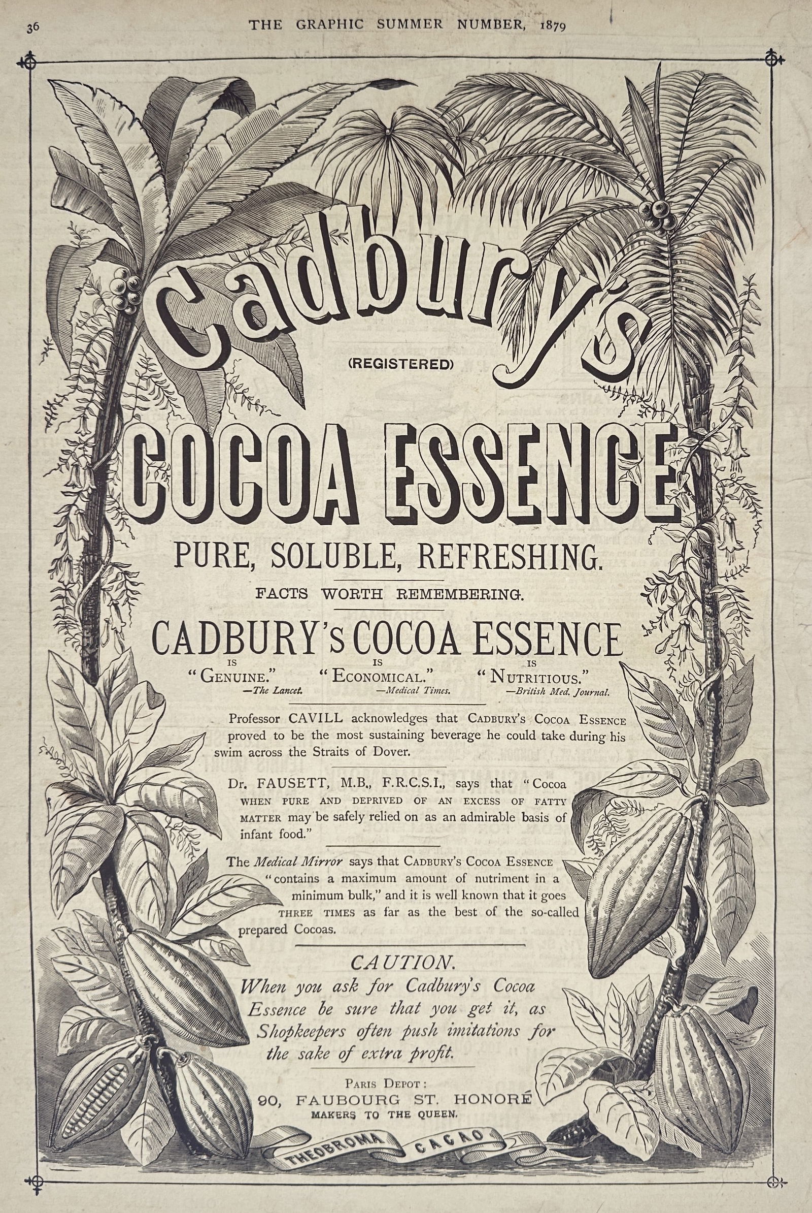 The Graphic – Advertisement for Cadbury's Cocoa Essence – Illustration (1879) (1 of 2)
