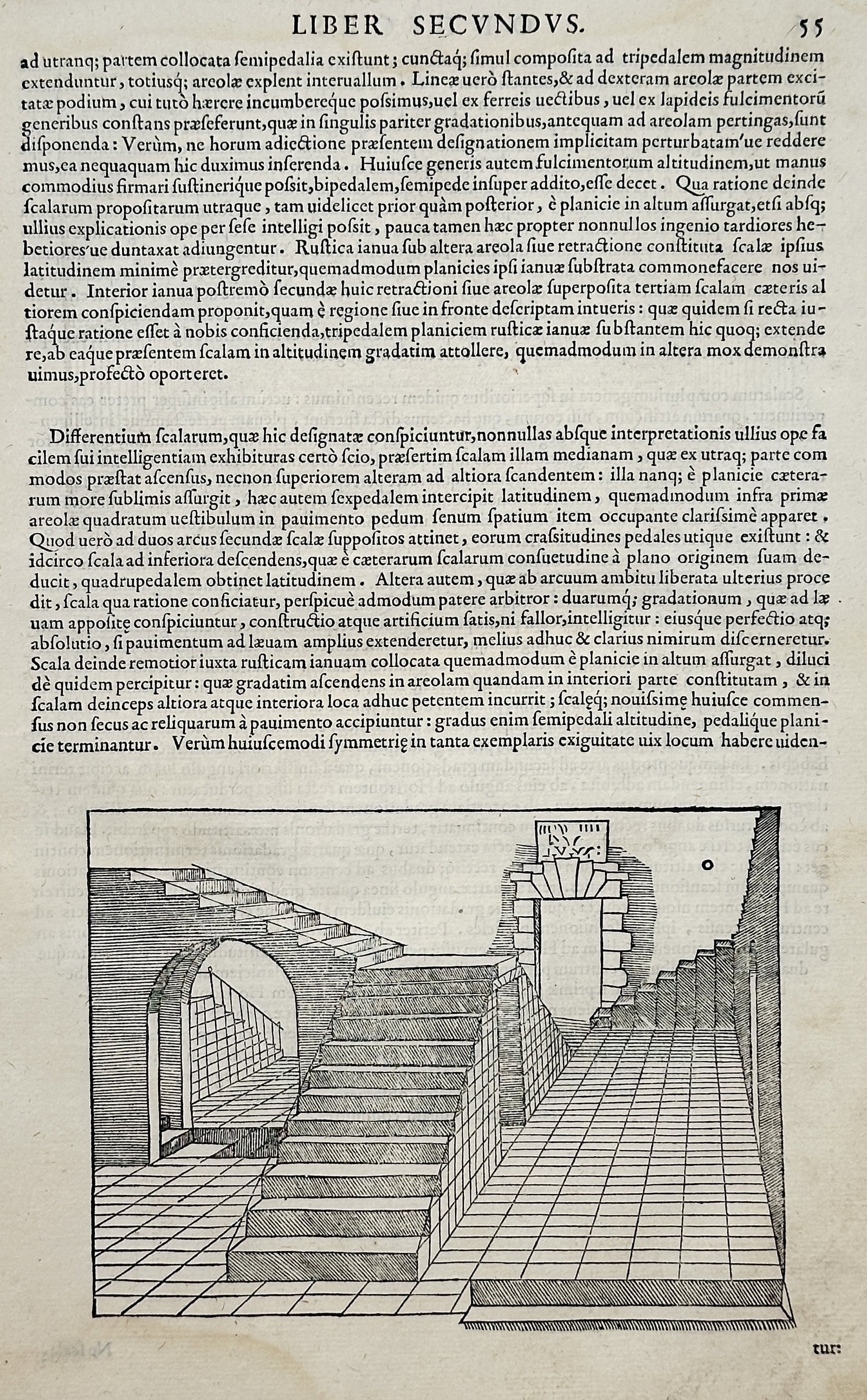 Sebastiano Serlio (1475–1554) – Architectural Perspective Study – Woodcut (c. 1545) (1 of 2)