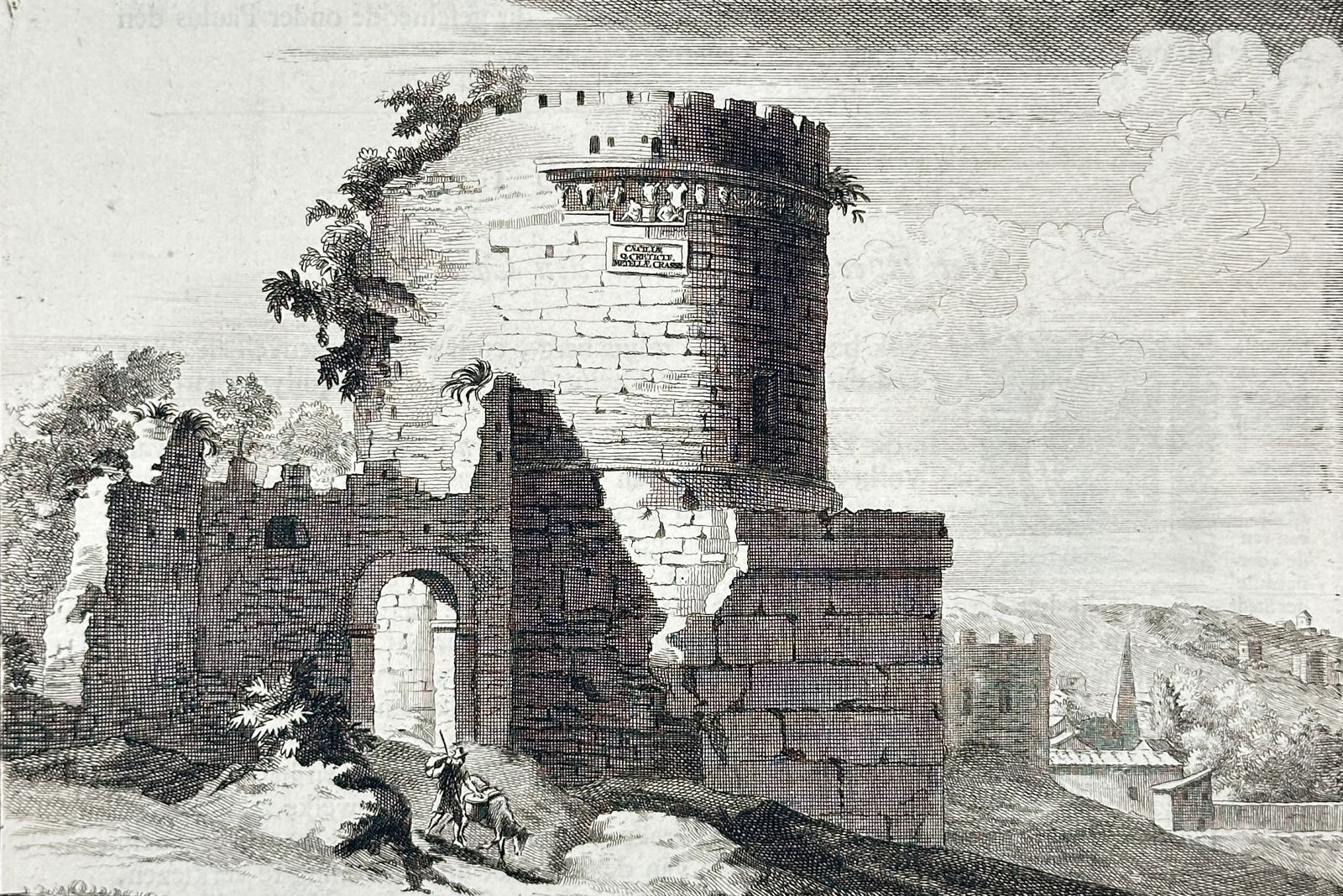 Jan Goeree (1670–1731) – Ruined Tower of Caecilie (or Cretiel) – Engraving (c. 1700) (1 of 3)
