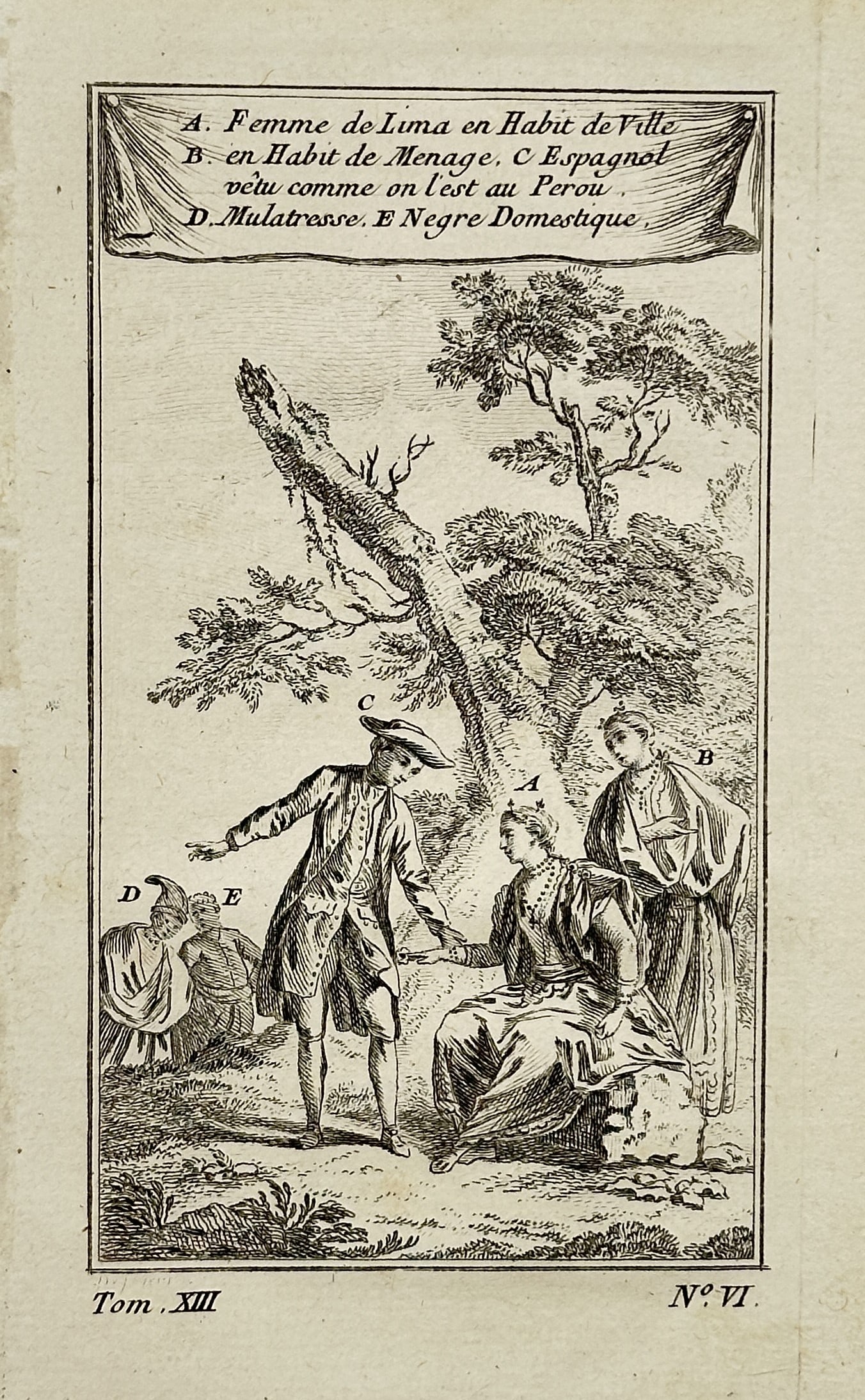 Antoine-François Prévost (1697–1763) – Figures in Lima: A Lady, A Spanish Man, and a Domestic (1 of 2)