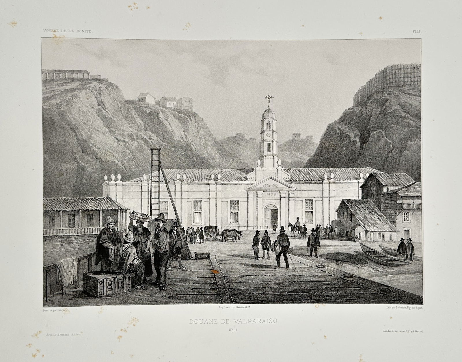 Barthélemy Lauvergne (1804–1871) – Topographical Illustration of the Custom House of Valparaiso (1 of 2)