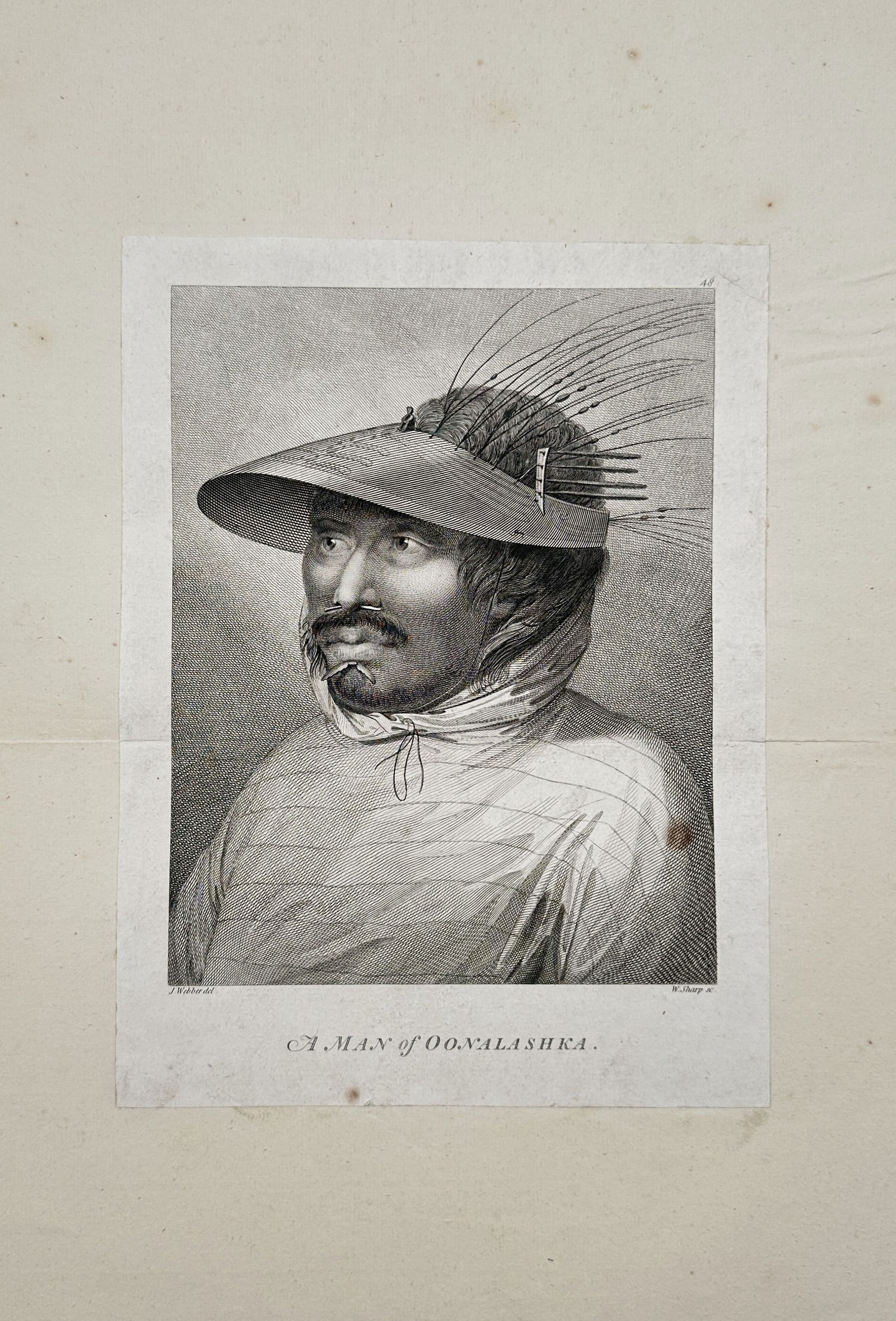 John Webber (1751-1793) – A Man of Oonalashka – Large Folio Engraving (c. 1784) (1 of 2)