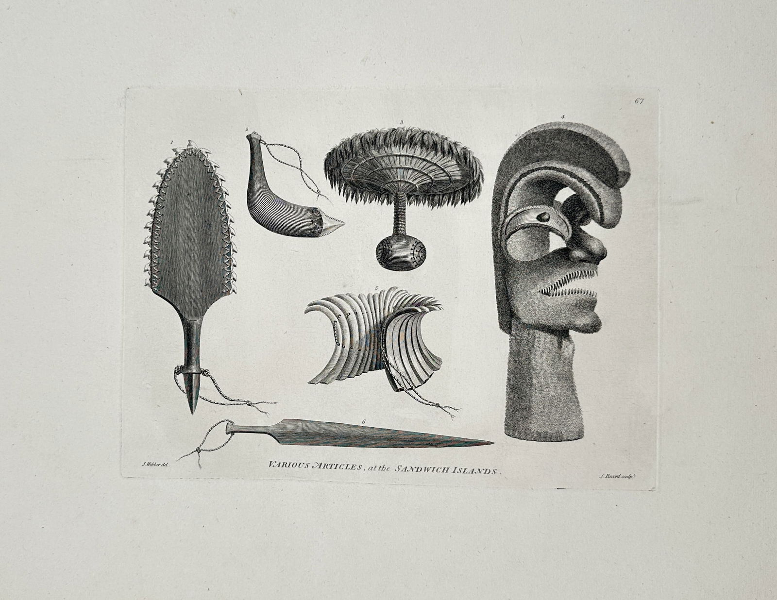 John Webber (1751-1793) – Various Articles, at the Sandwich Islands – Large Folio Engraving (1 of 2)