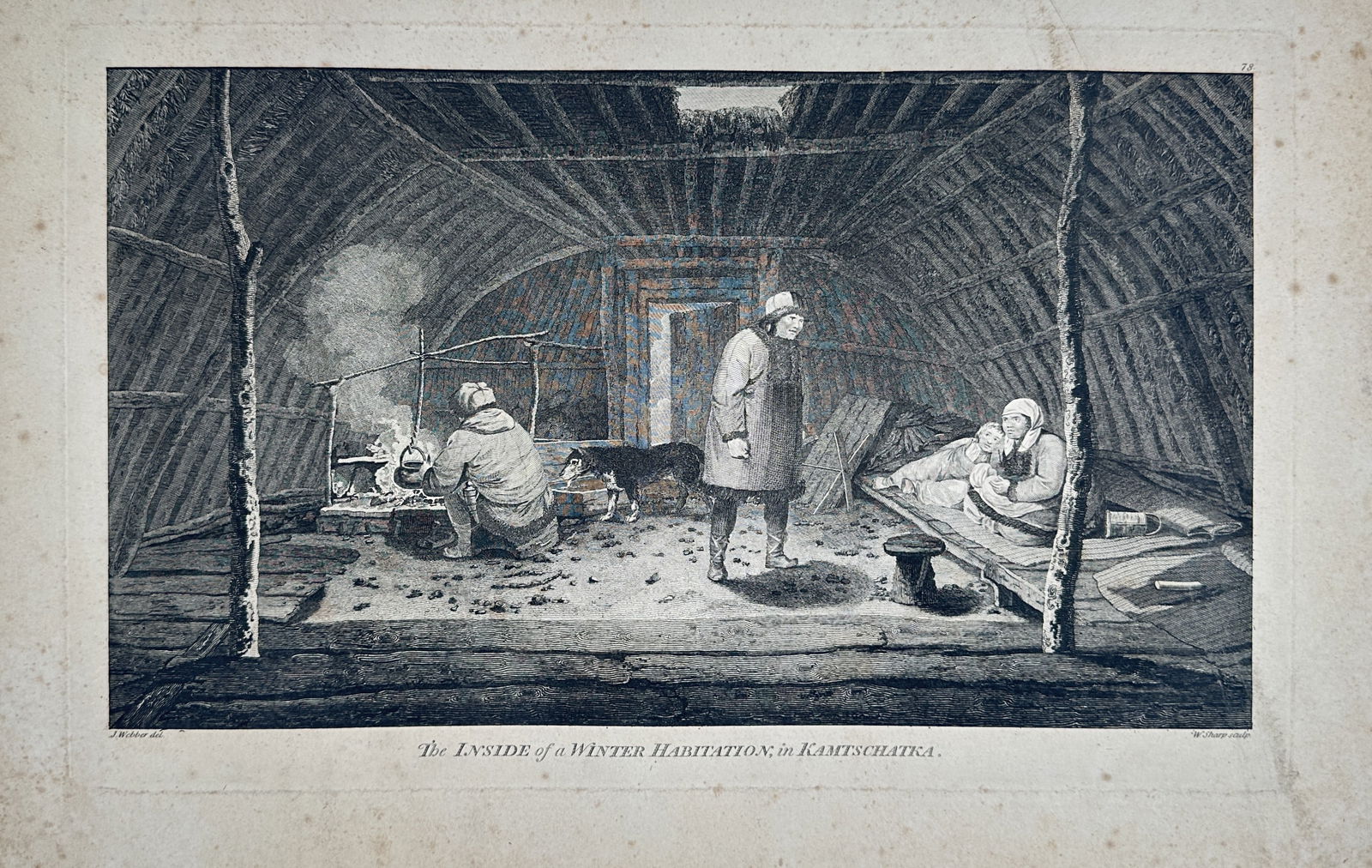 John Webber (1751-1793) – The Inside of a Winter Habitation, in Kamtschatka (1 of 2)