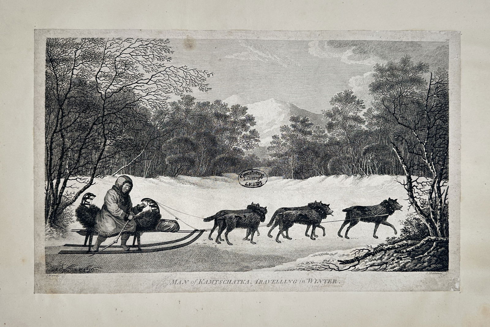 John Webber (1751-1793) – Man of Kamtschatka, Travelling in Winter – Large Folio Engraving (c. (1 of 2)