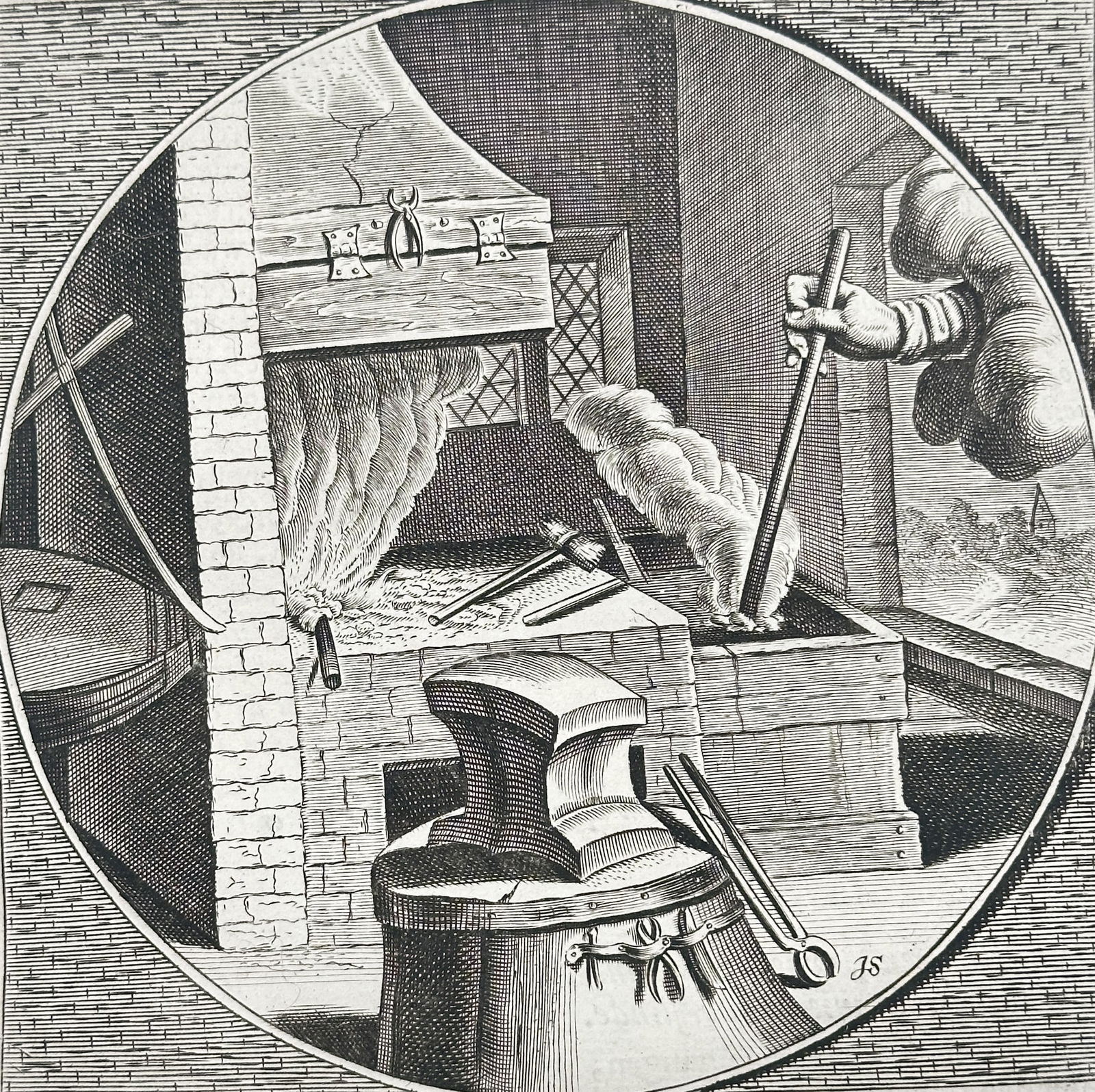 Jacob Cats (1577-1660) – Love hates a physician – Engraving (c. 1726): This large folio engraving is a page from the works of the Dutch poet Jacob Cats, his Alle de Wercken (Complete Works). It features Emblem XXXVI, "Odit amor Medicum" ("Love hates a physician"), which