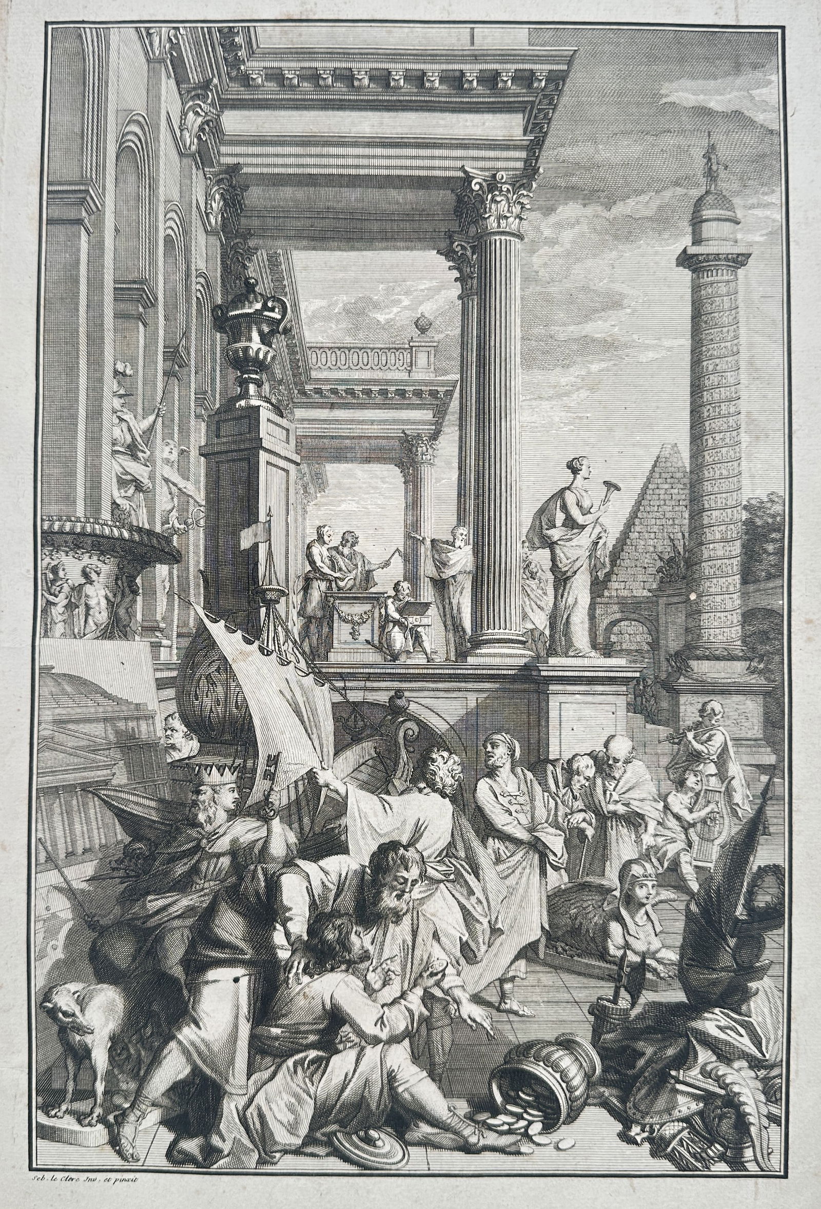 Bernard de Montfaucon – Allegory of the Decline of Antique Virtue – Engraving (18th Century) (1 of 2)