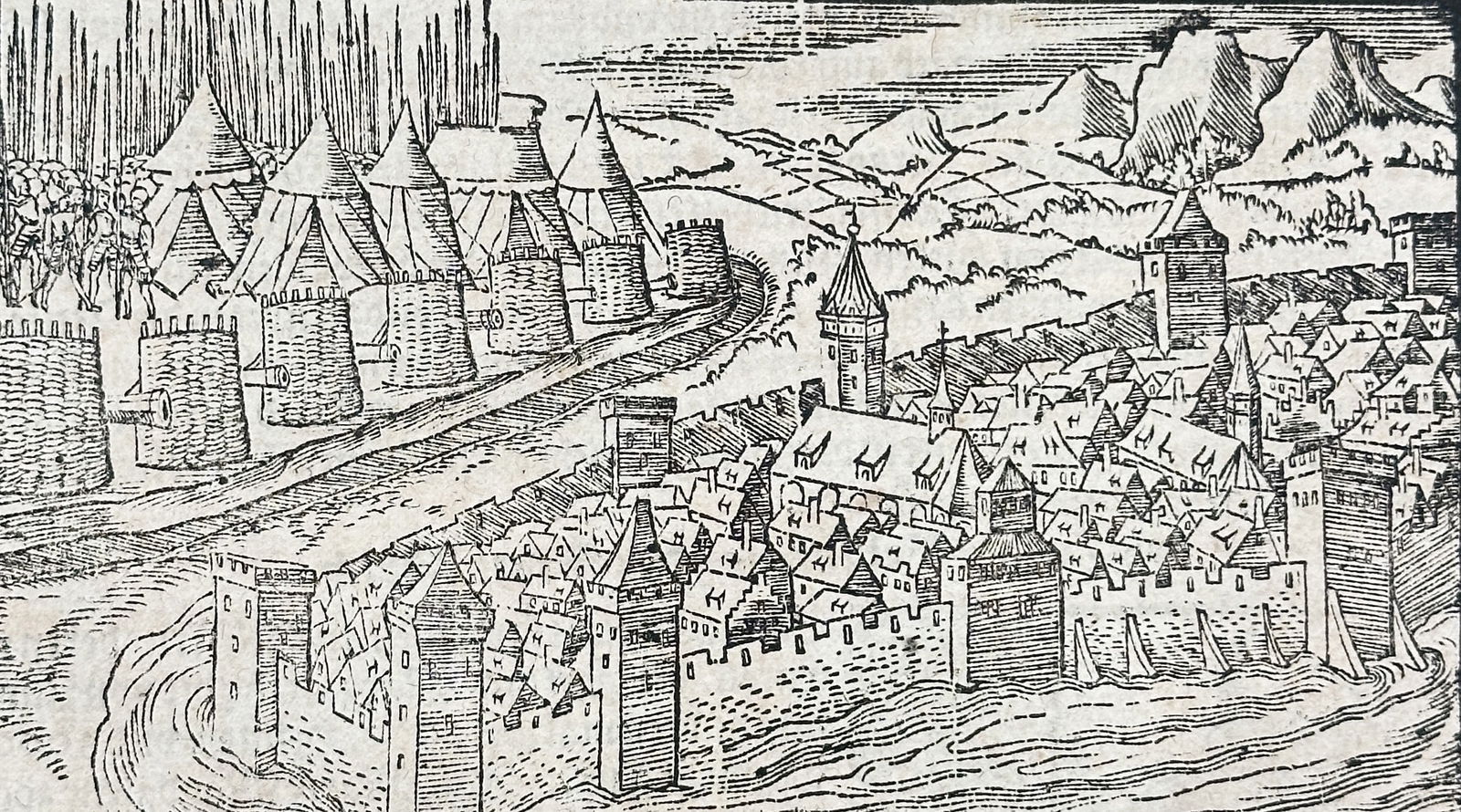 Sebastian Münster (1488–1552) – View of a German City from the German Lands – Woodcut (1 of 3)